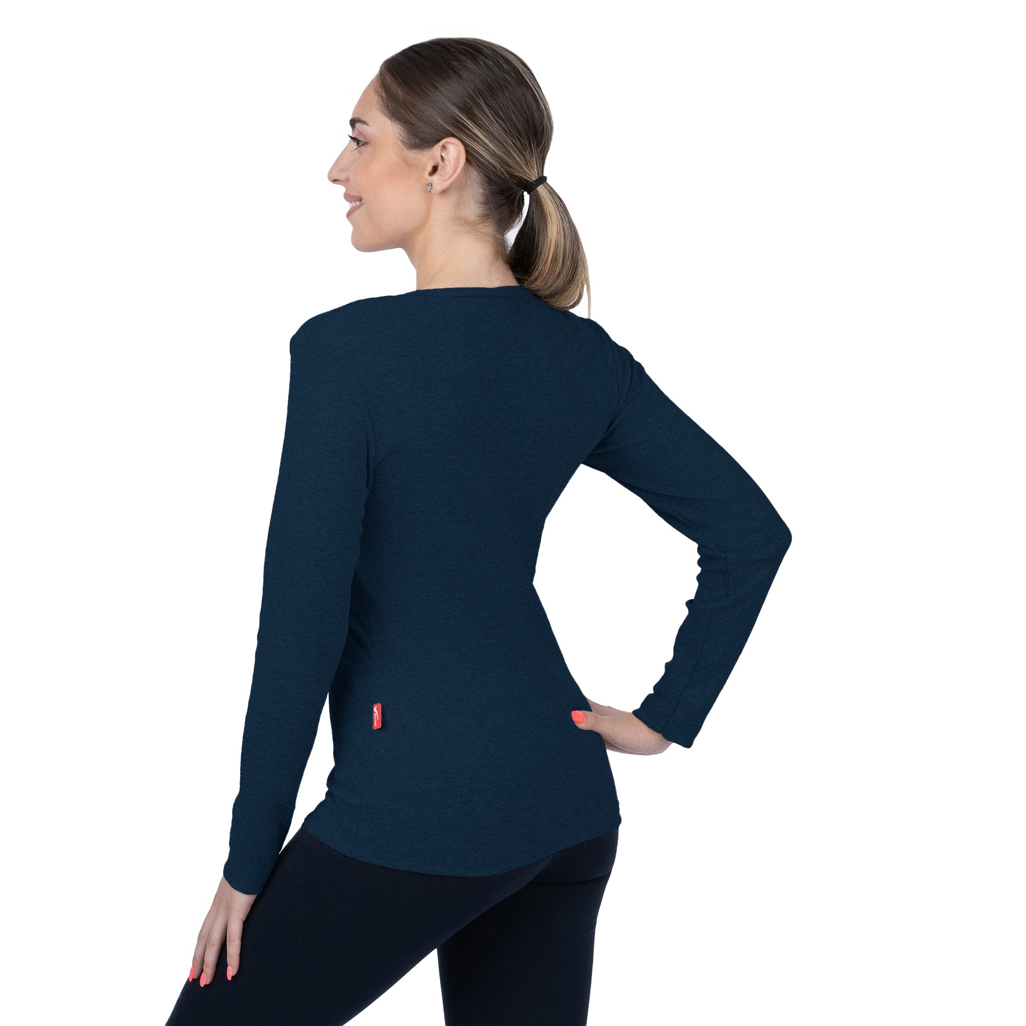 Ribbed V-Neck Long Sleeve Shirt