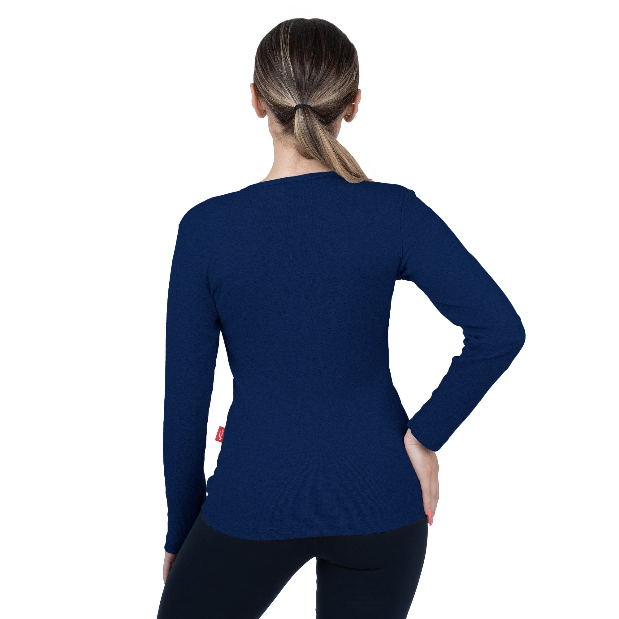 CottoNIR™ Ribbed V-Neck Long Sleeve T-Shirt for Women