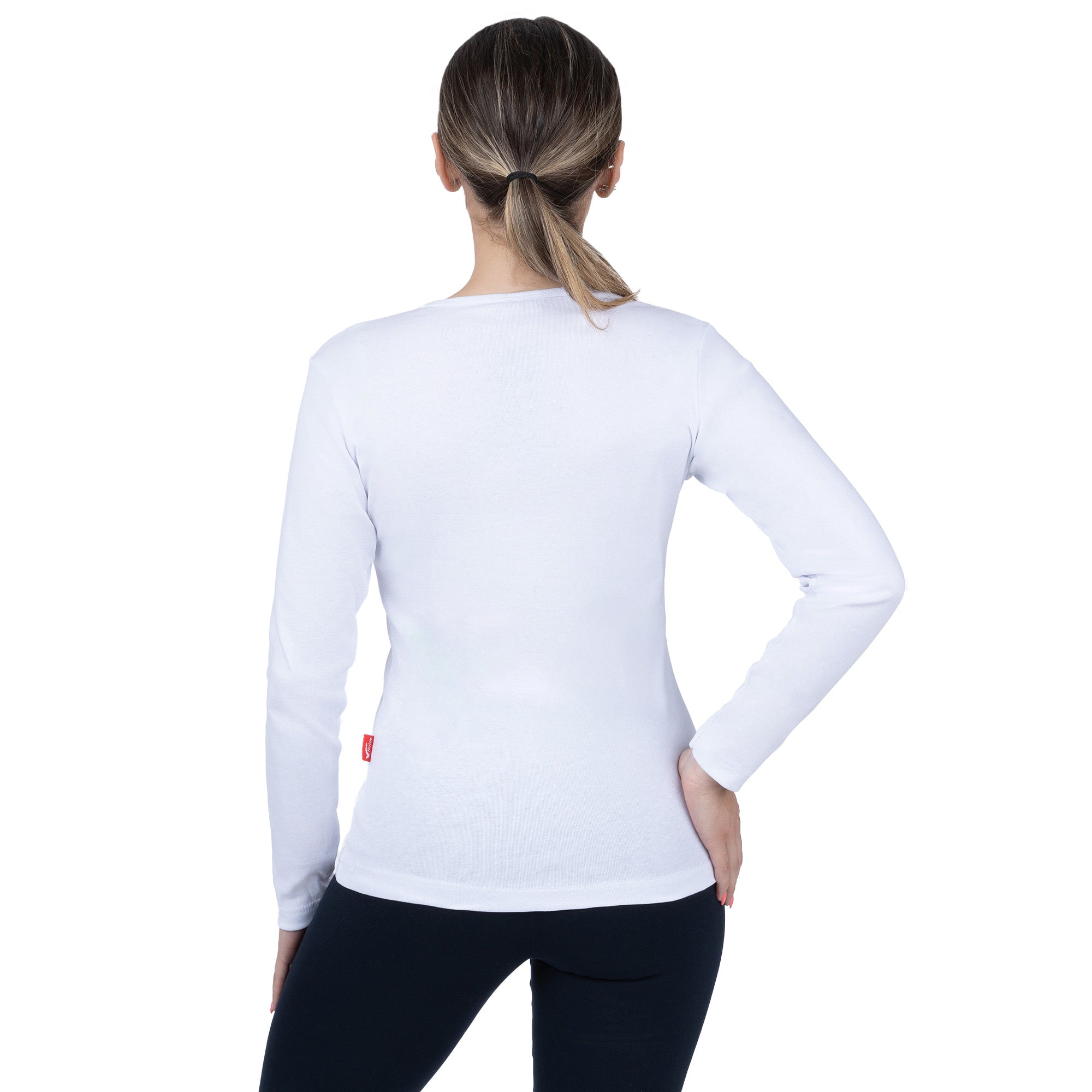 CottoNIR™ Ribbed V-Neck Long Sleeve T-Shirt for Women