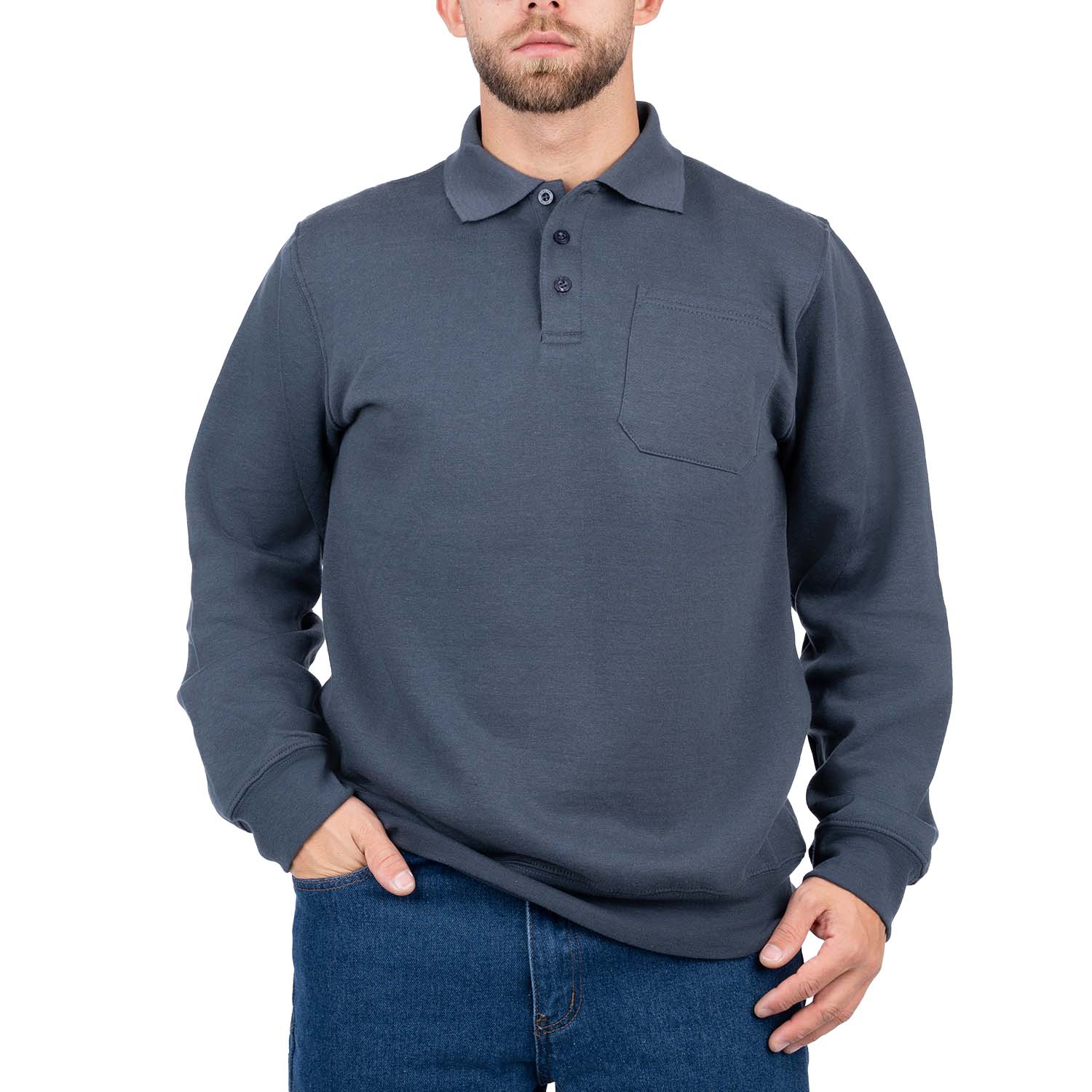 Pullover Polo Sweatshirt with Pocket