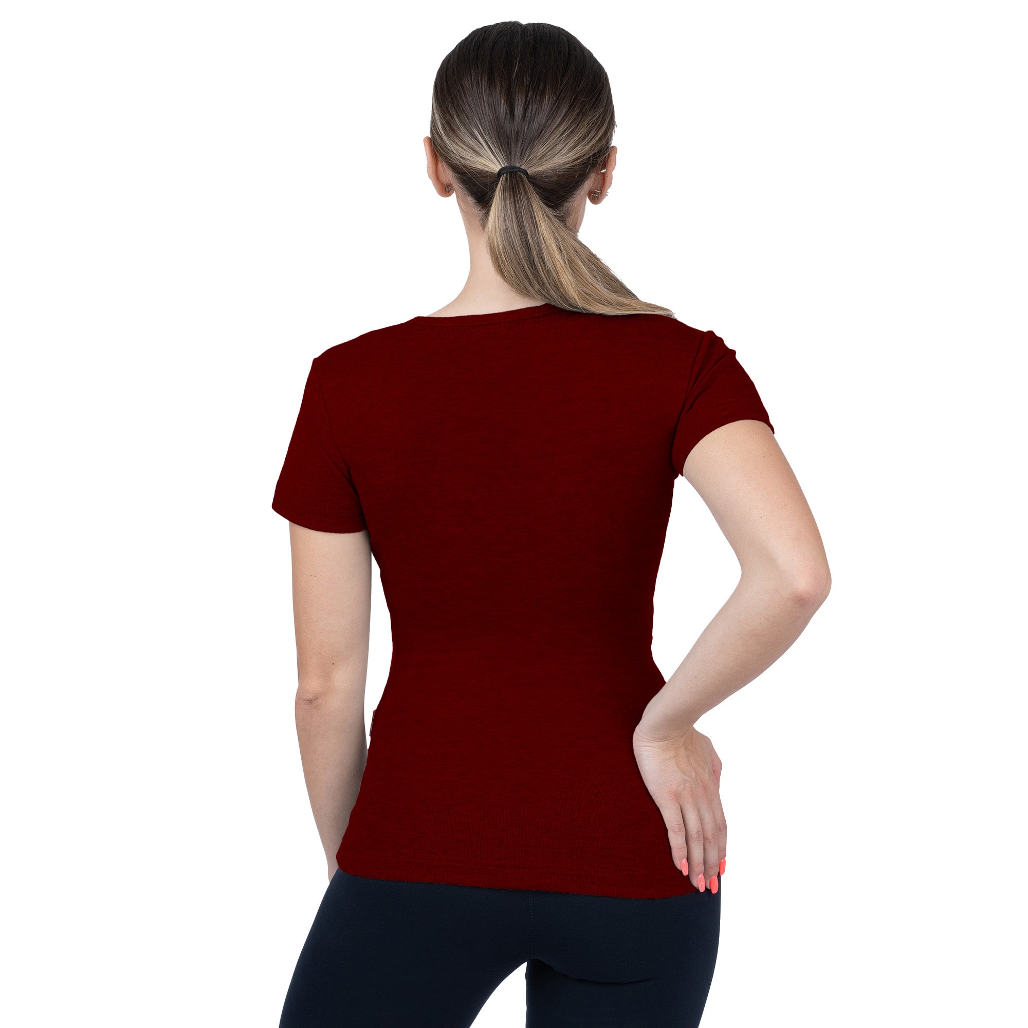 Ribbed V-Neck Short Sleeve T-Shirt