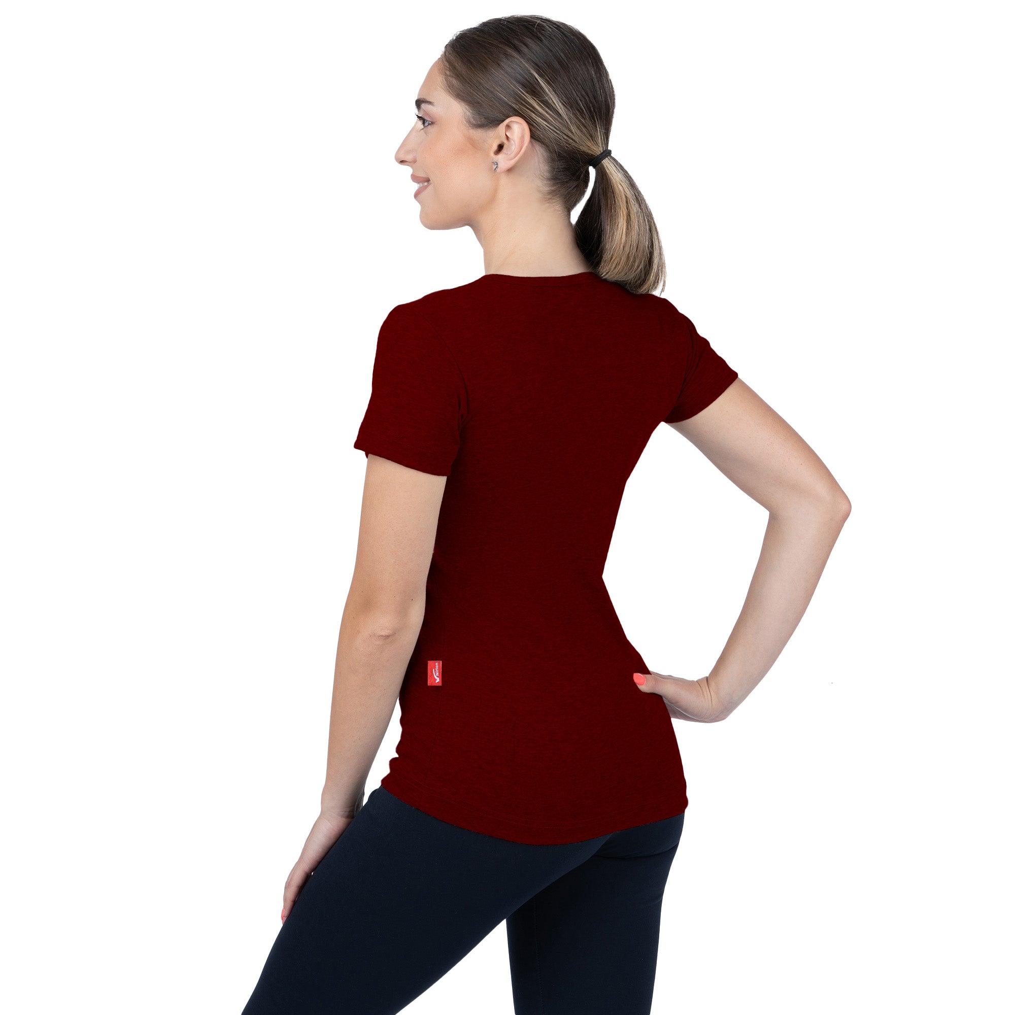 Ribbed V-Neck Short Sleeve T-Shirt