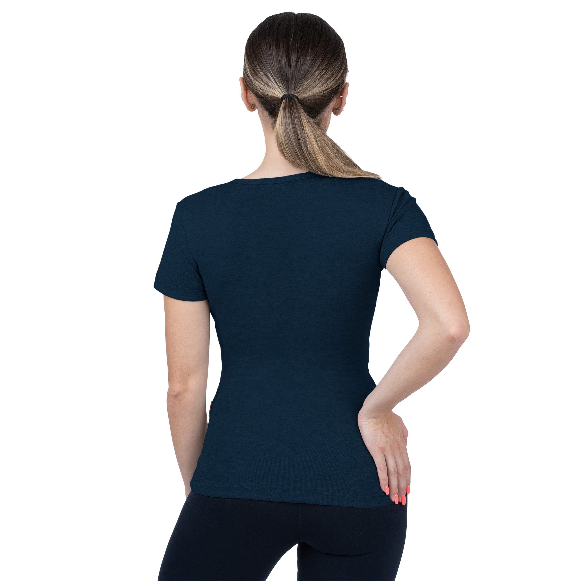 Ribbed V-Neck Short Sleeve T-Shirt