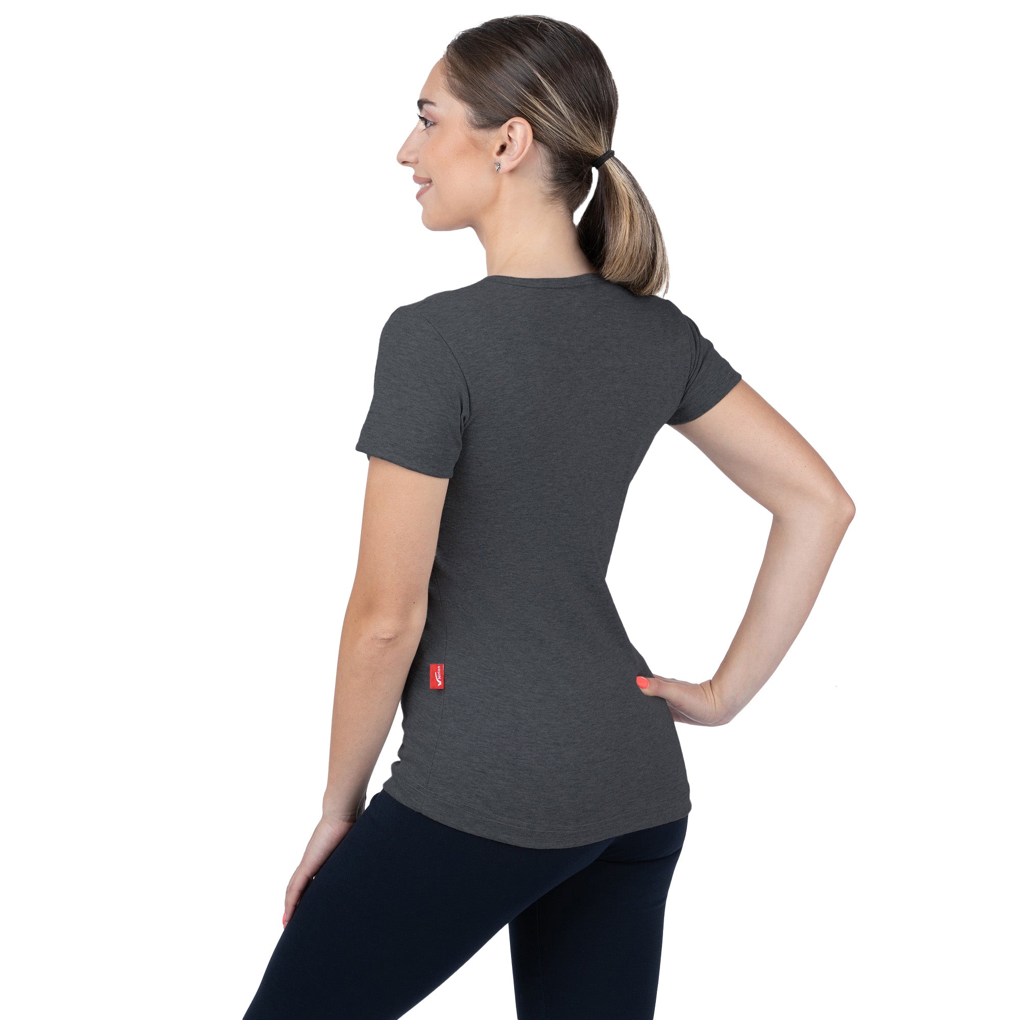 Ribbed V-Neck Short Sleeve T-Shirt