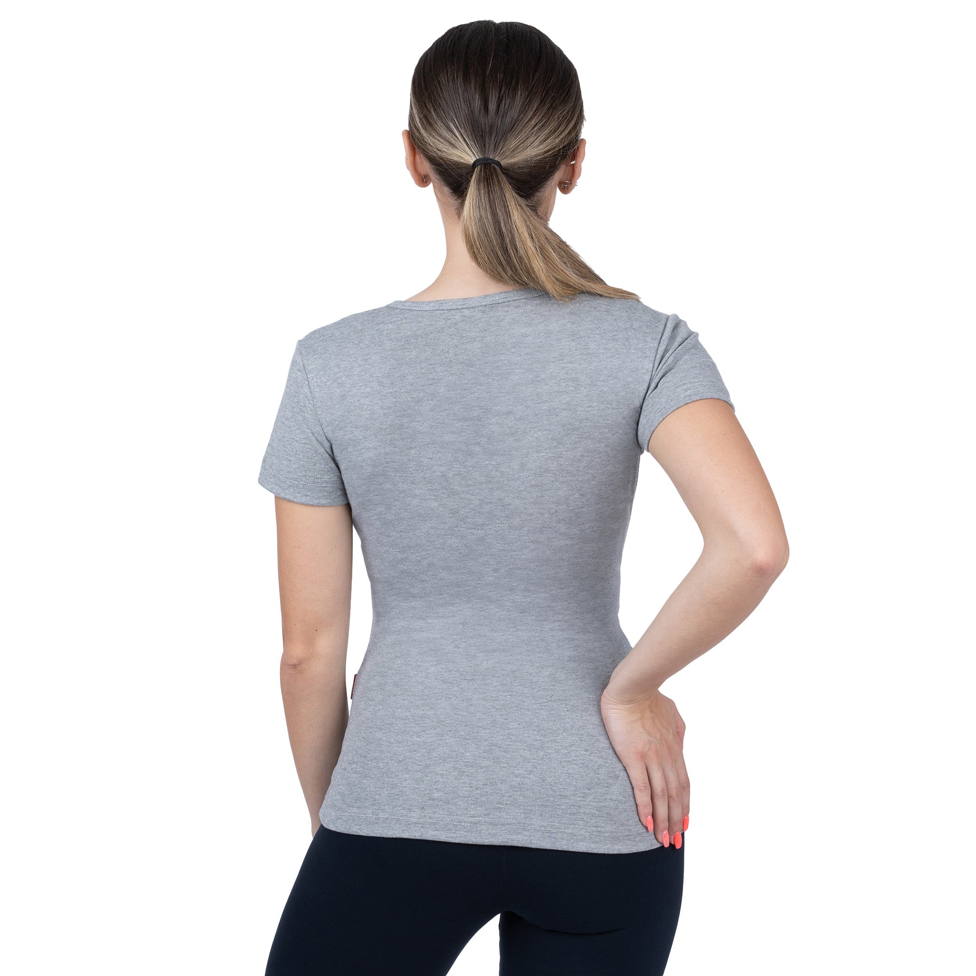 Ribbed V-Neck Short Sleeve T-Shirt