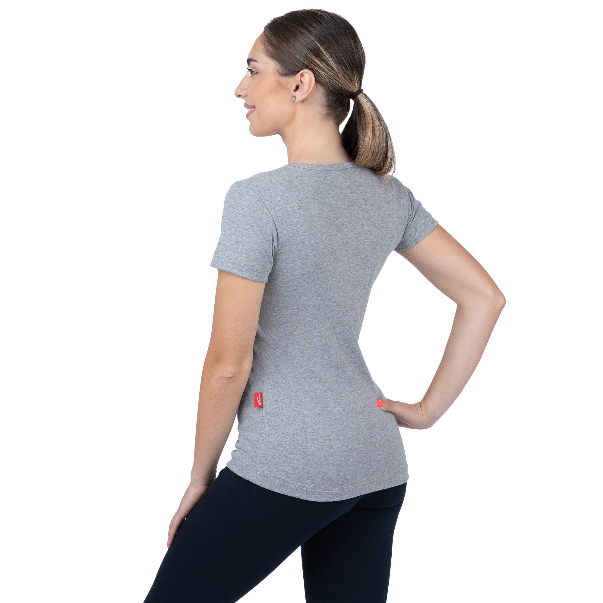 Ribbed V-Neck Short Sleeve T-Shirt