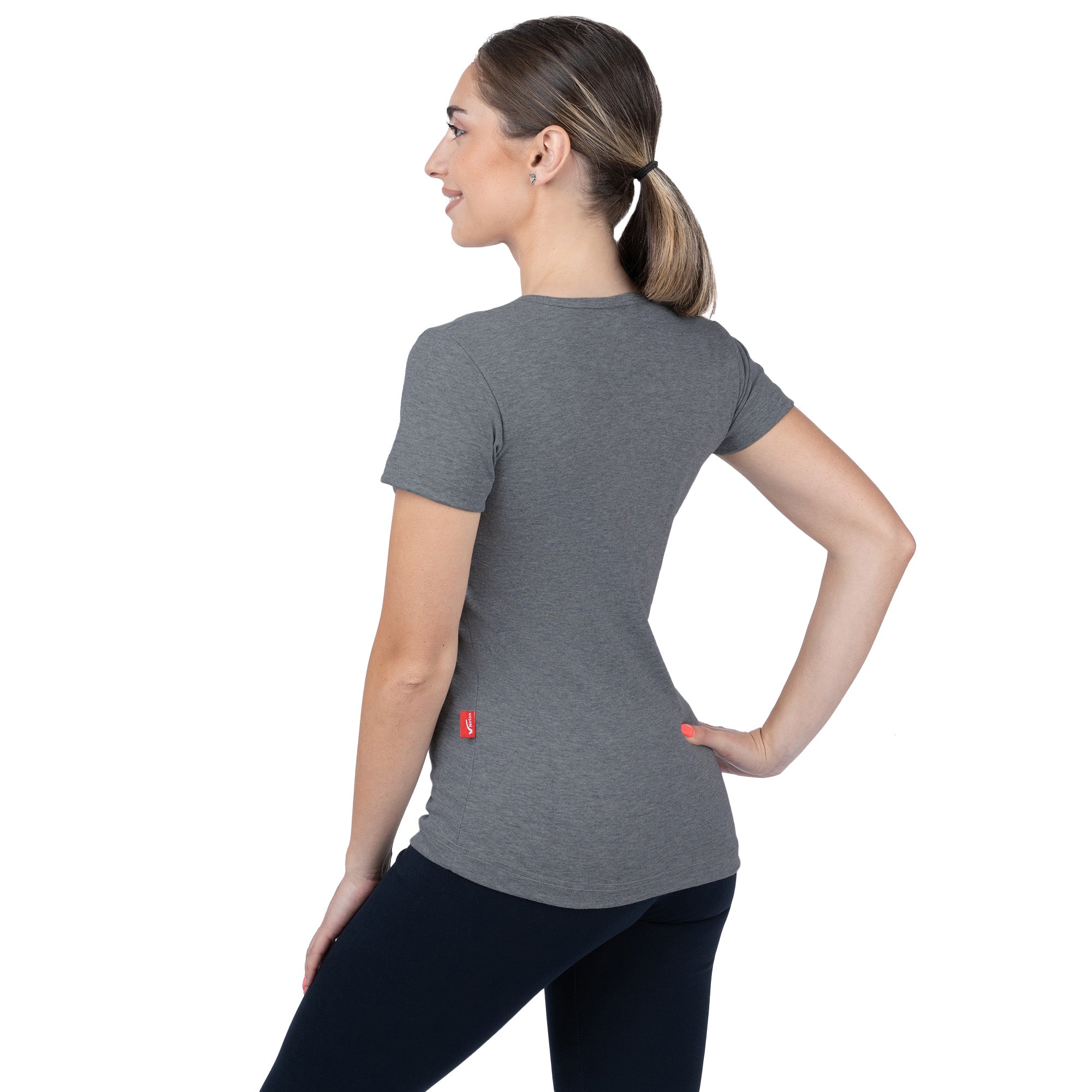Ribbed V-Neck Short Sleeve T-Shirt