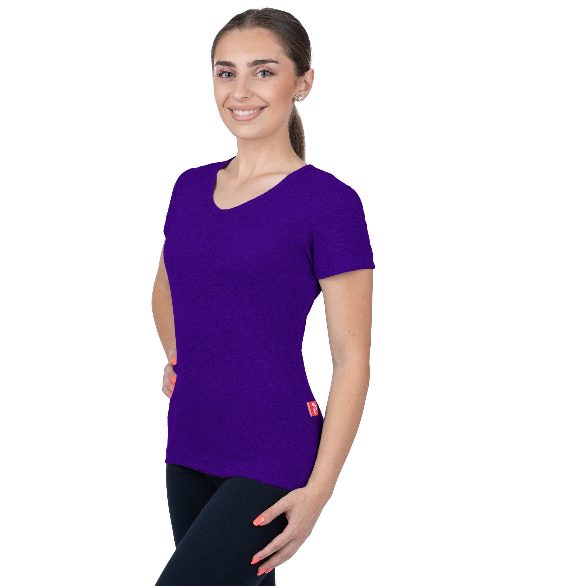 Ribbed V-Neck Short Sleeve T-Shirt