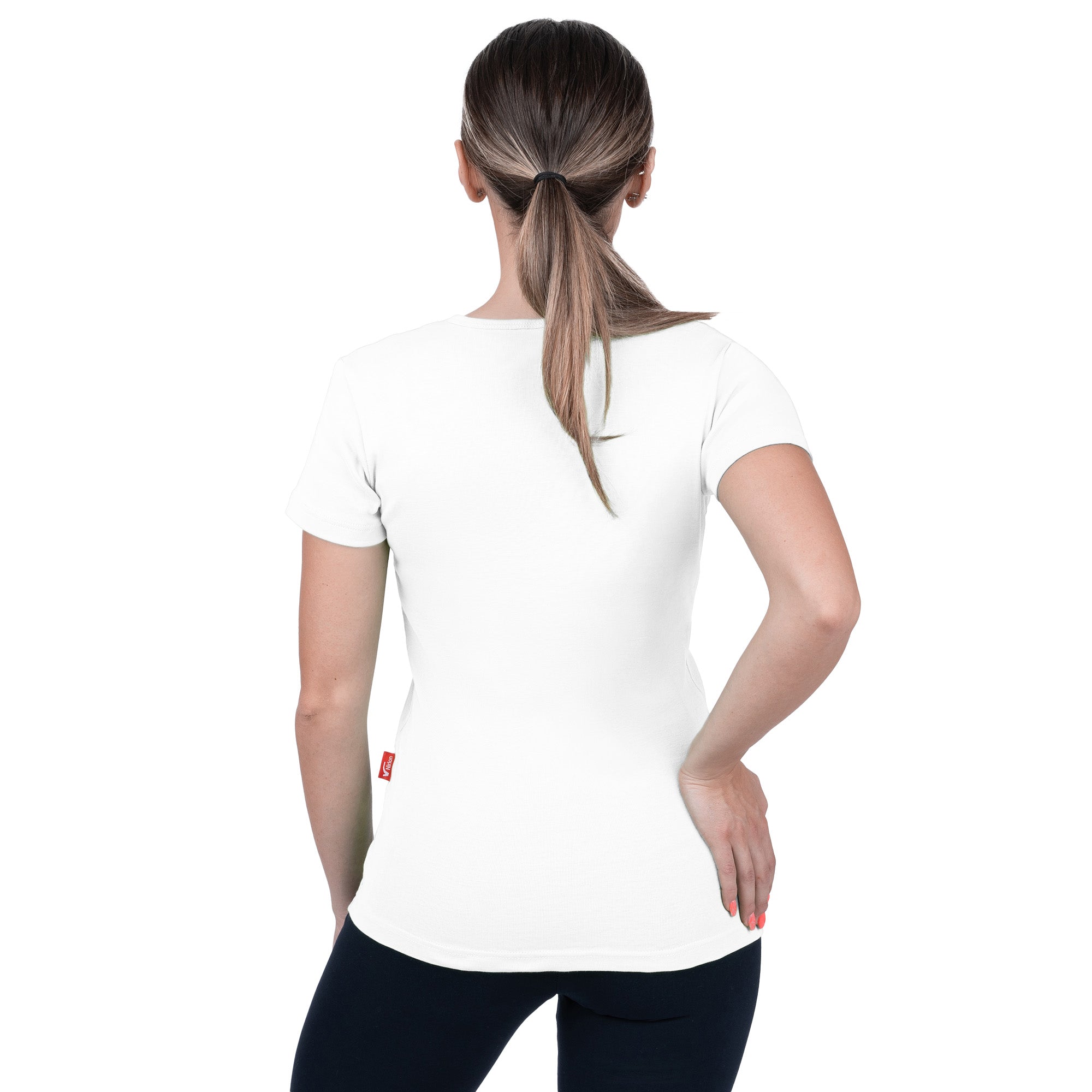 Ribbed V-Neck Short Sleeve T-Shirt