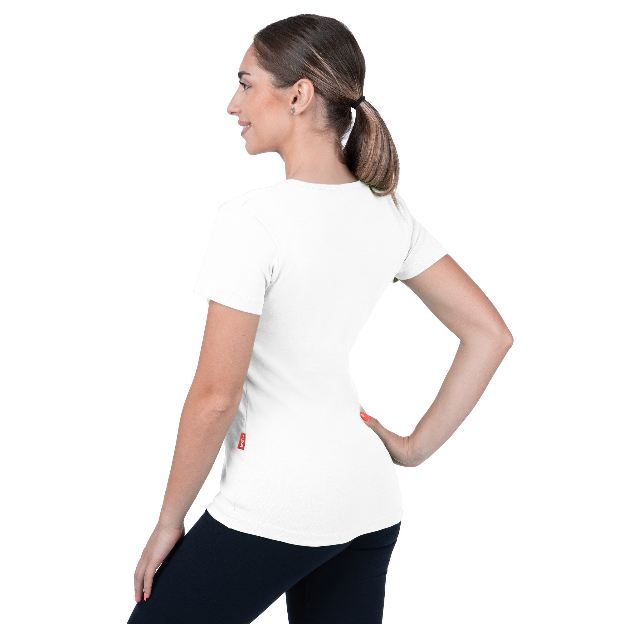 Ribbed V-Neck Short Sleeve T-Shirt