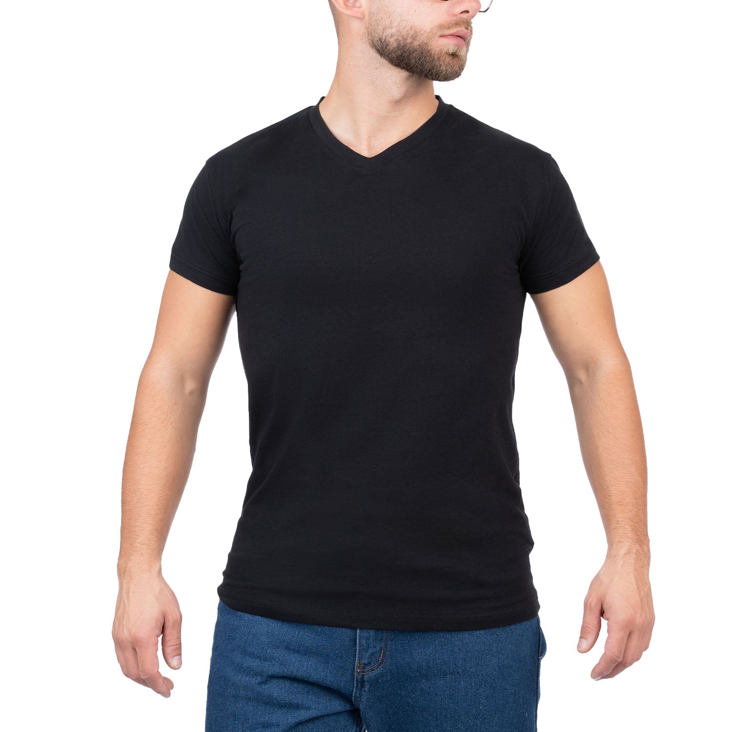 V-Neck Lycra Short Sleeve T-Shirt