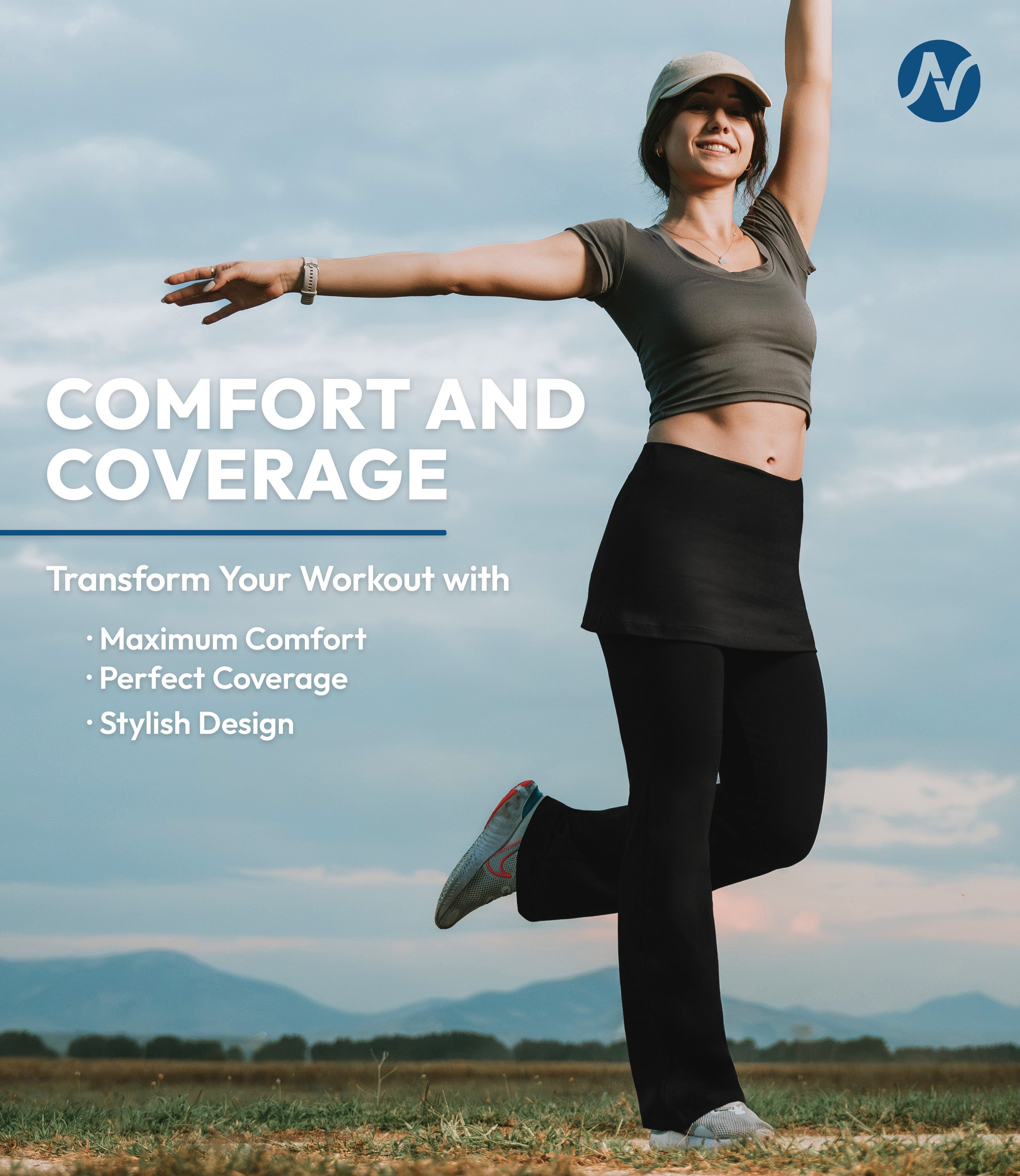 CottoNIR™ High Waist Yoga Pants with Skirt for Women