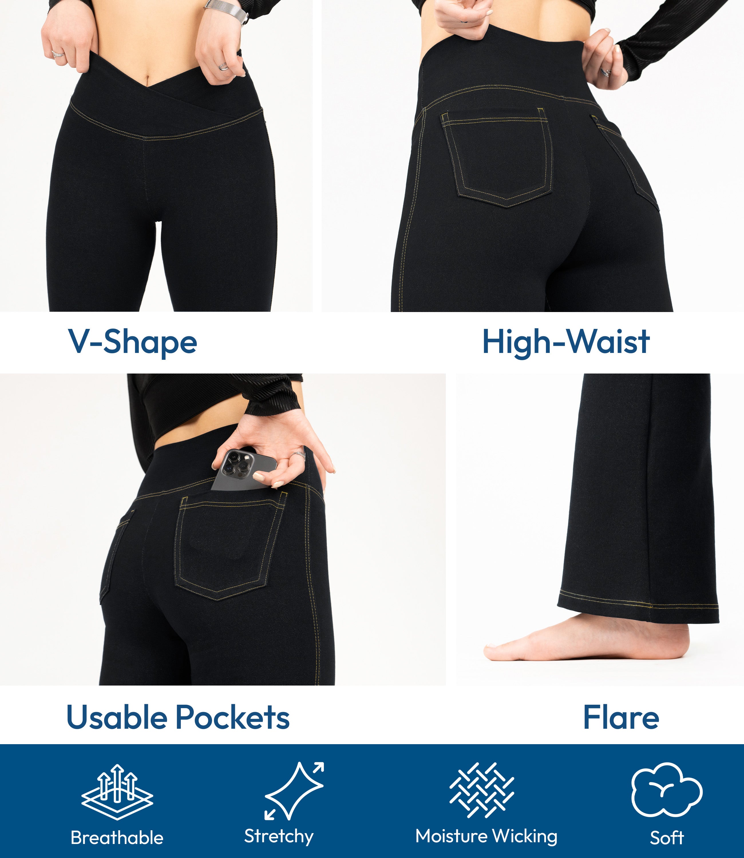 NirJEANS™ High Waist Crossover Bootcut Jeggings for Women