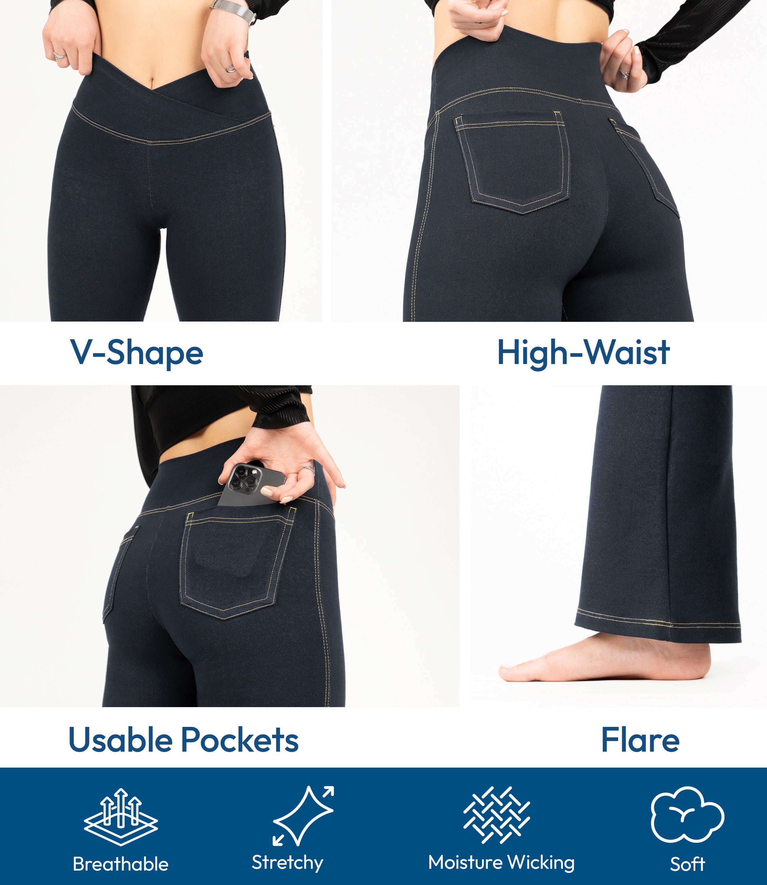 NirJEANS™ High Waist Crossover Bootcut Jeggings for Women