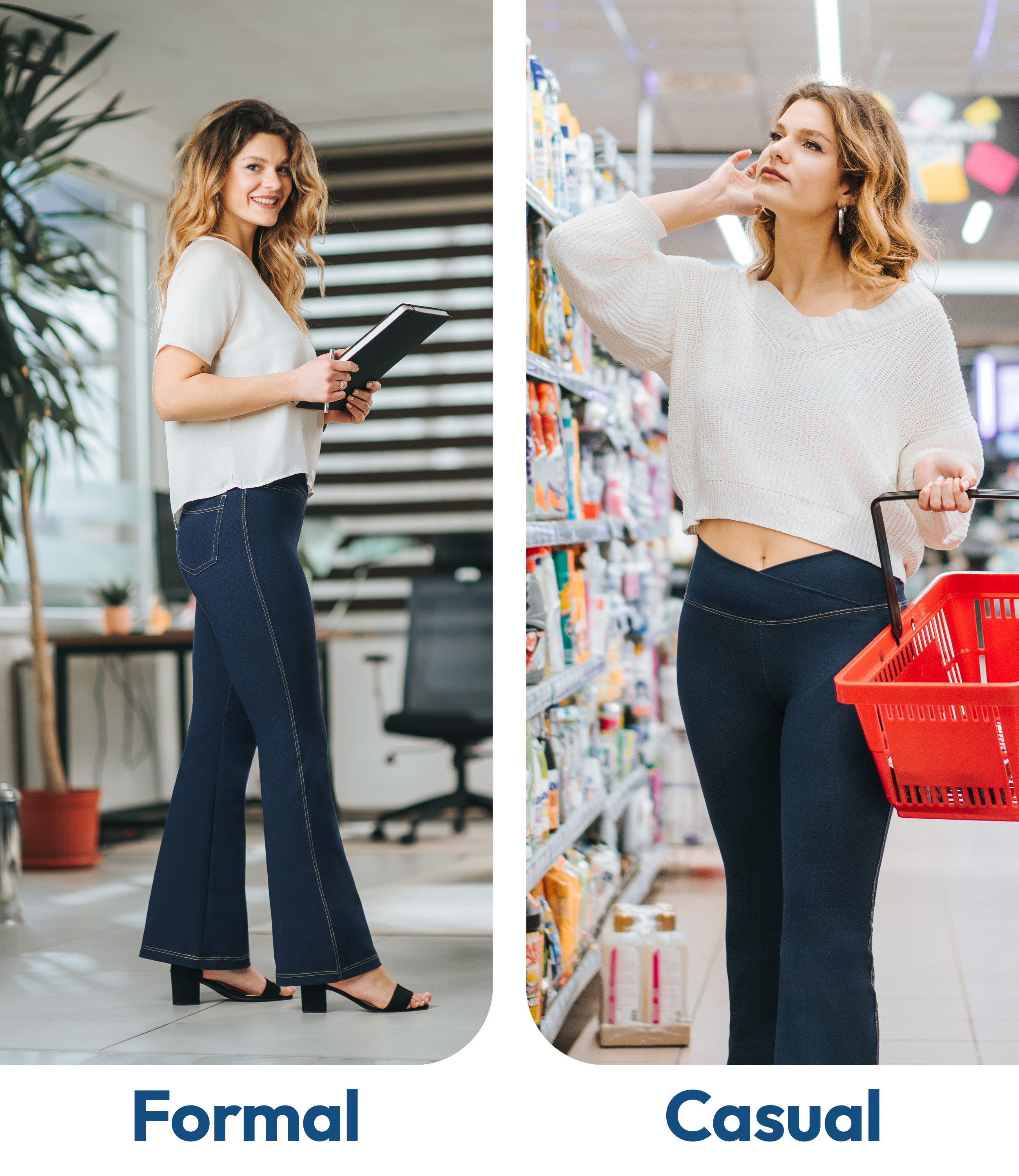 NirJEANS™ High Waist Crossover Bootcut Jeggings for Women