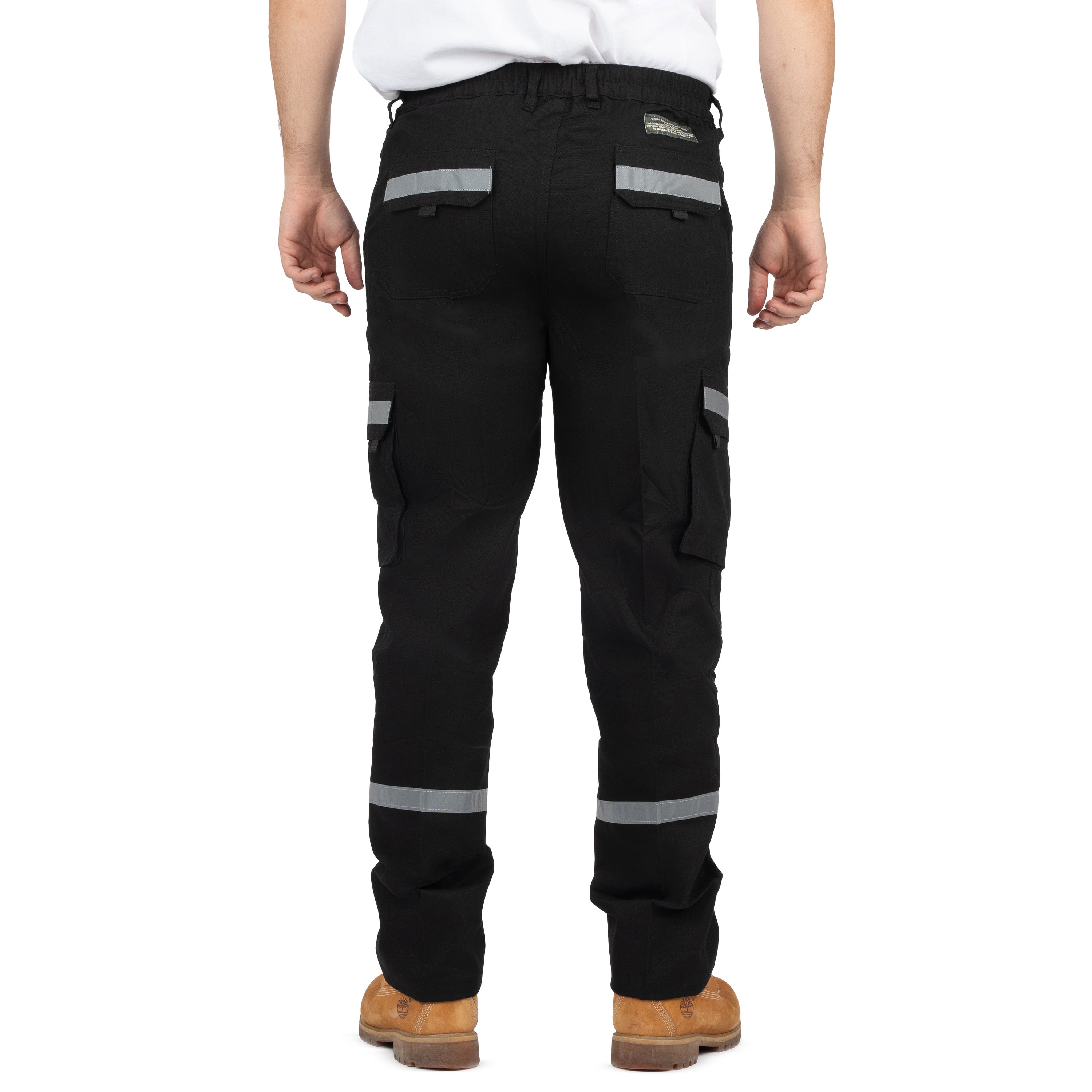 Men's 6-Pocket Reflective Cargo Pants with Elastic Back