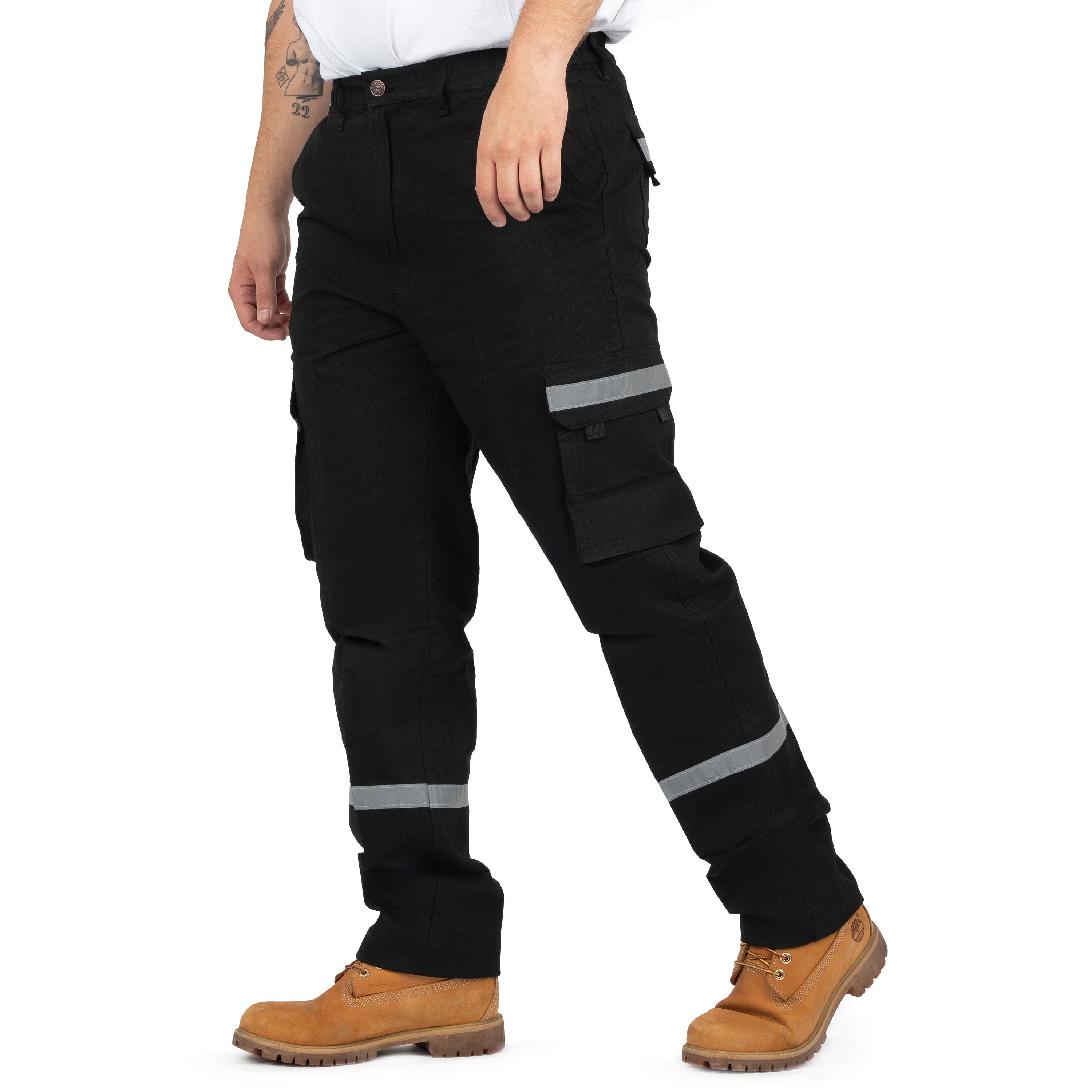 Men's 6-Pocket Reflective Cargo Pants with Elastic Back