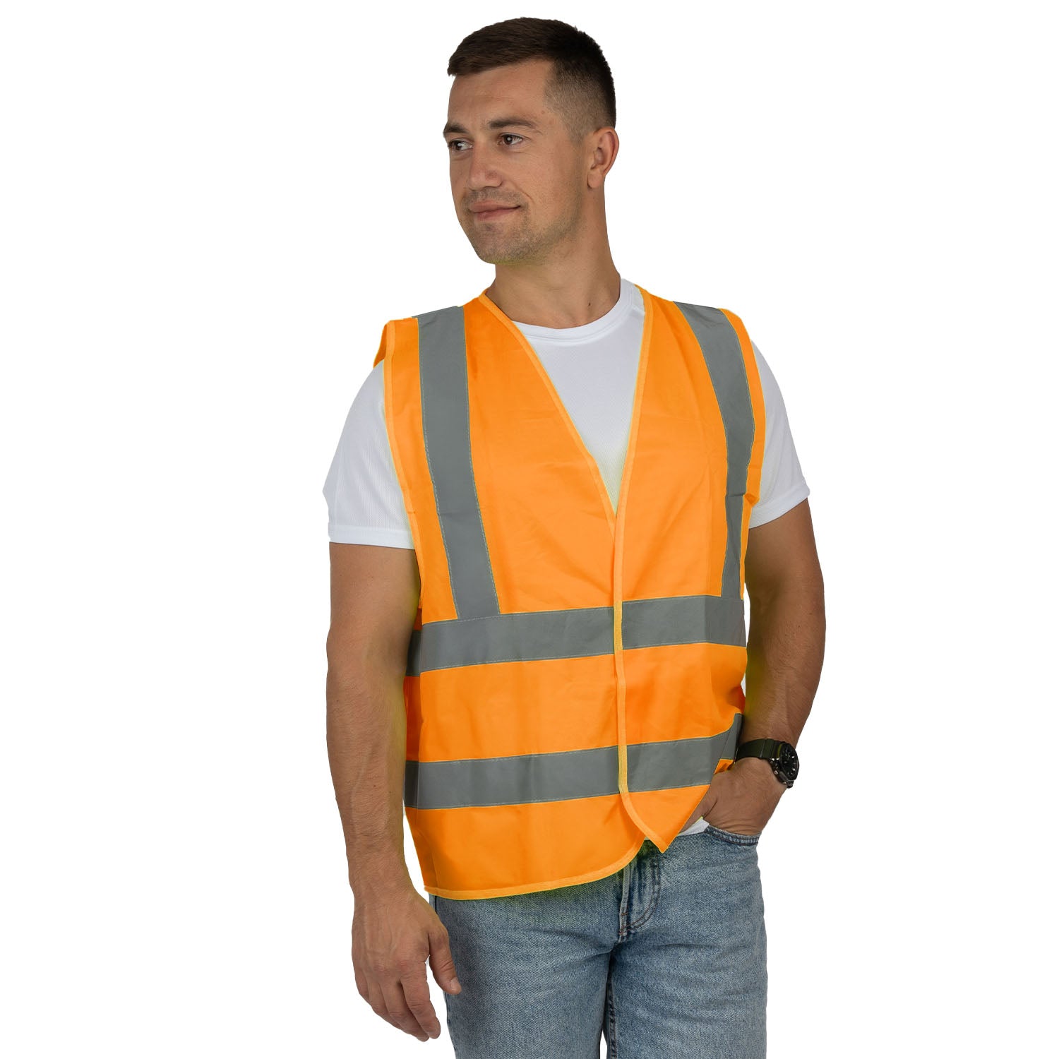 High-Visibility Reflective Vest with 4 Stripes
