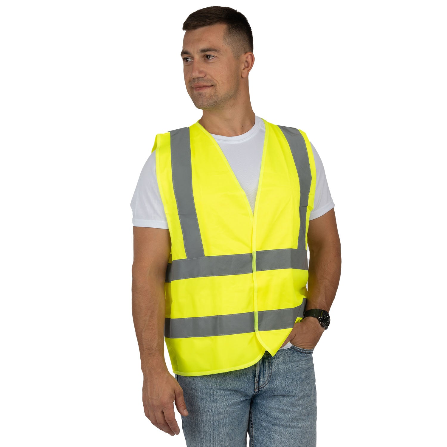 High-Visibility Reflective Vest with 4 Stripes