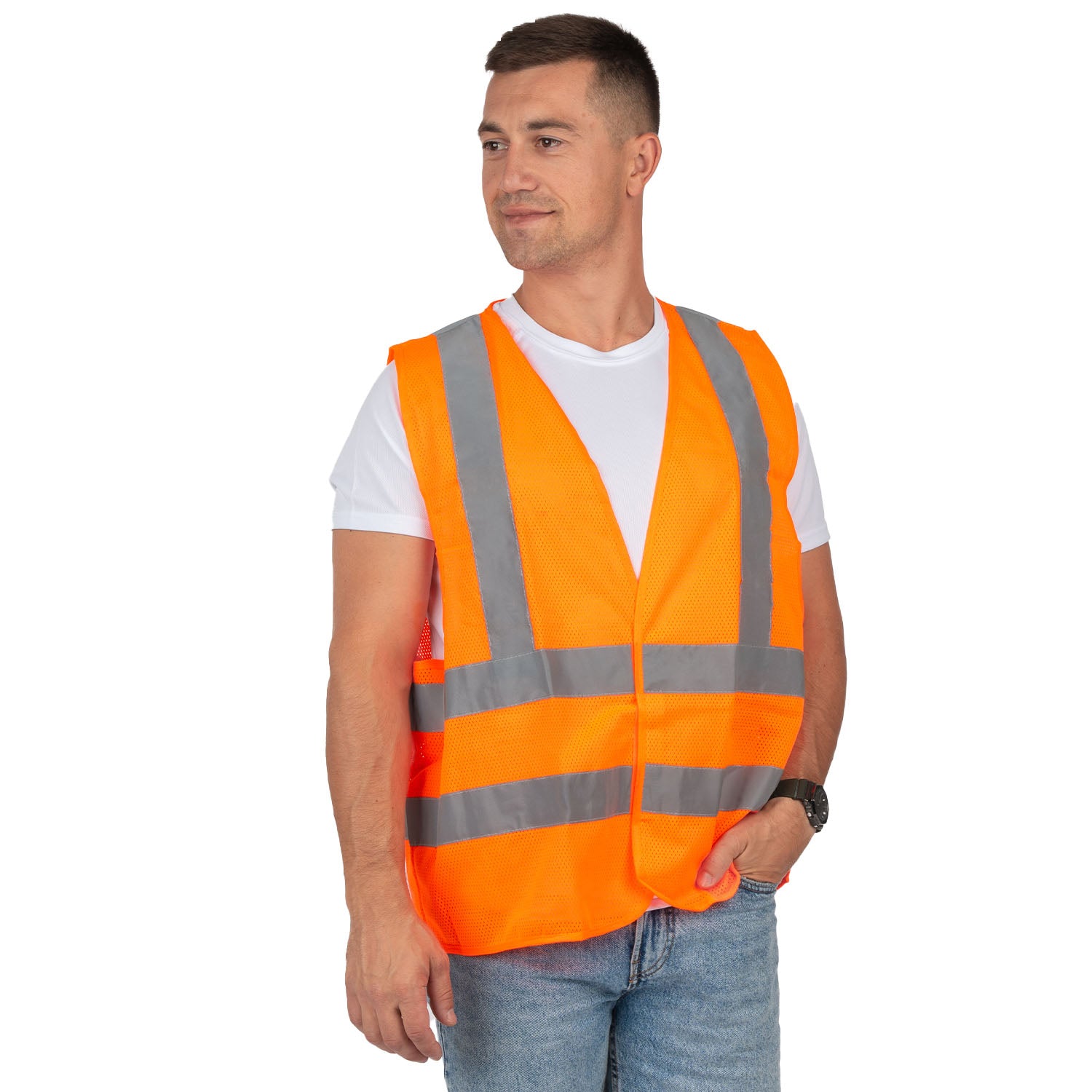 High-Visibility Mesh Vest with 4 Reflective Stripes