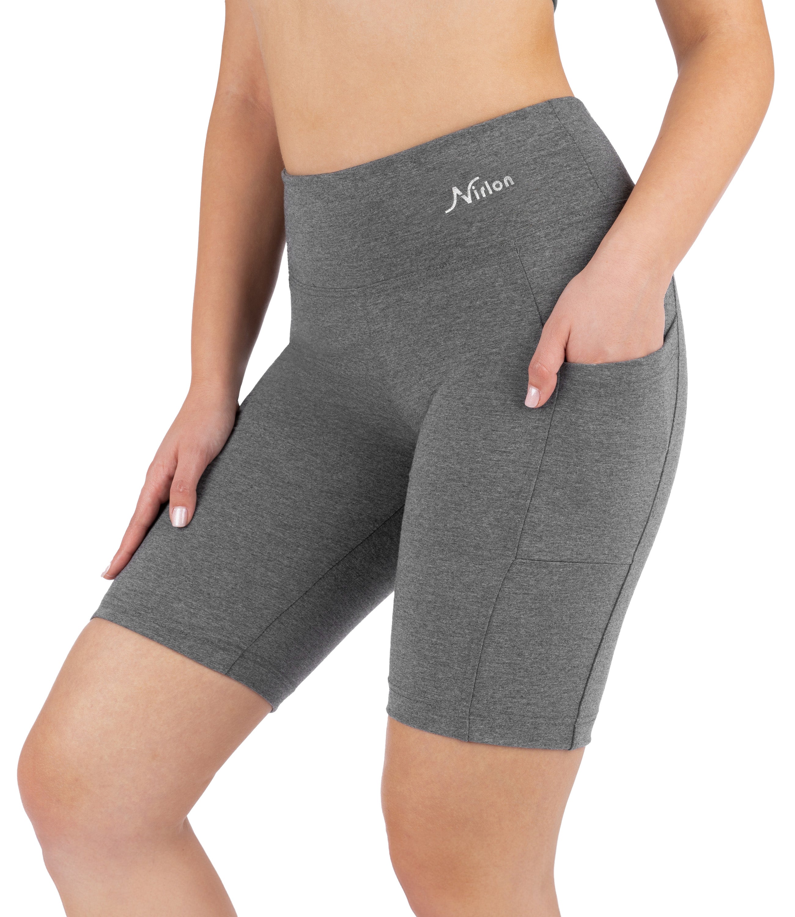 CottoNIR™ High Waist Biker Shorts with Pockets for Women