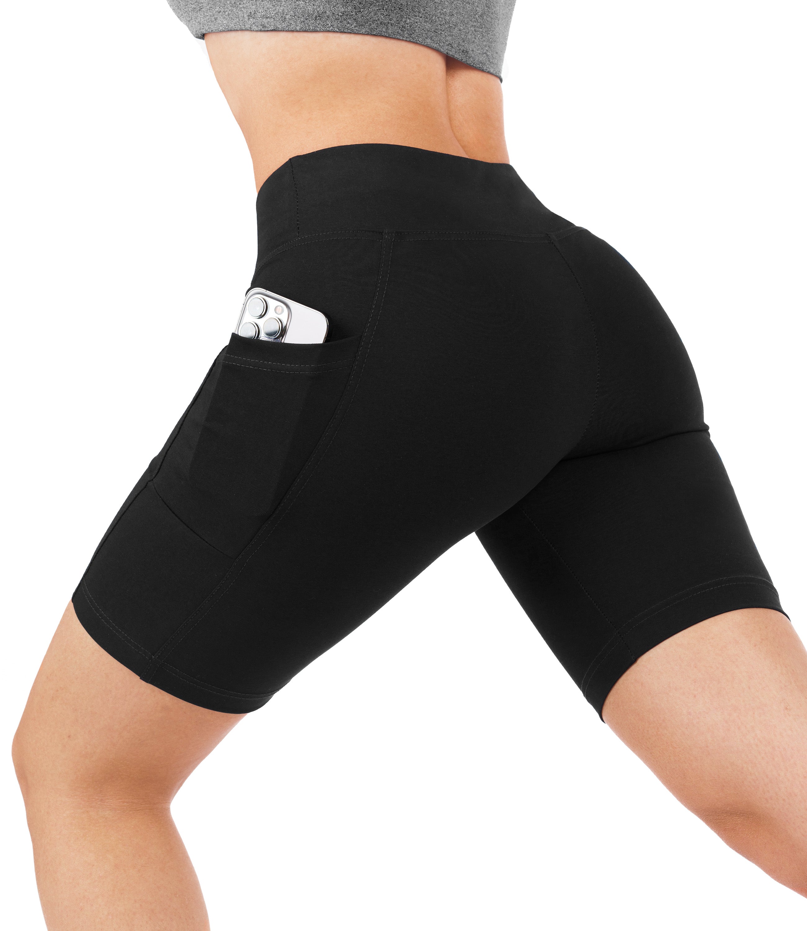 CottoNIR™ High Waist Biker Shorts with Pockets for Women