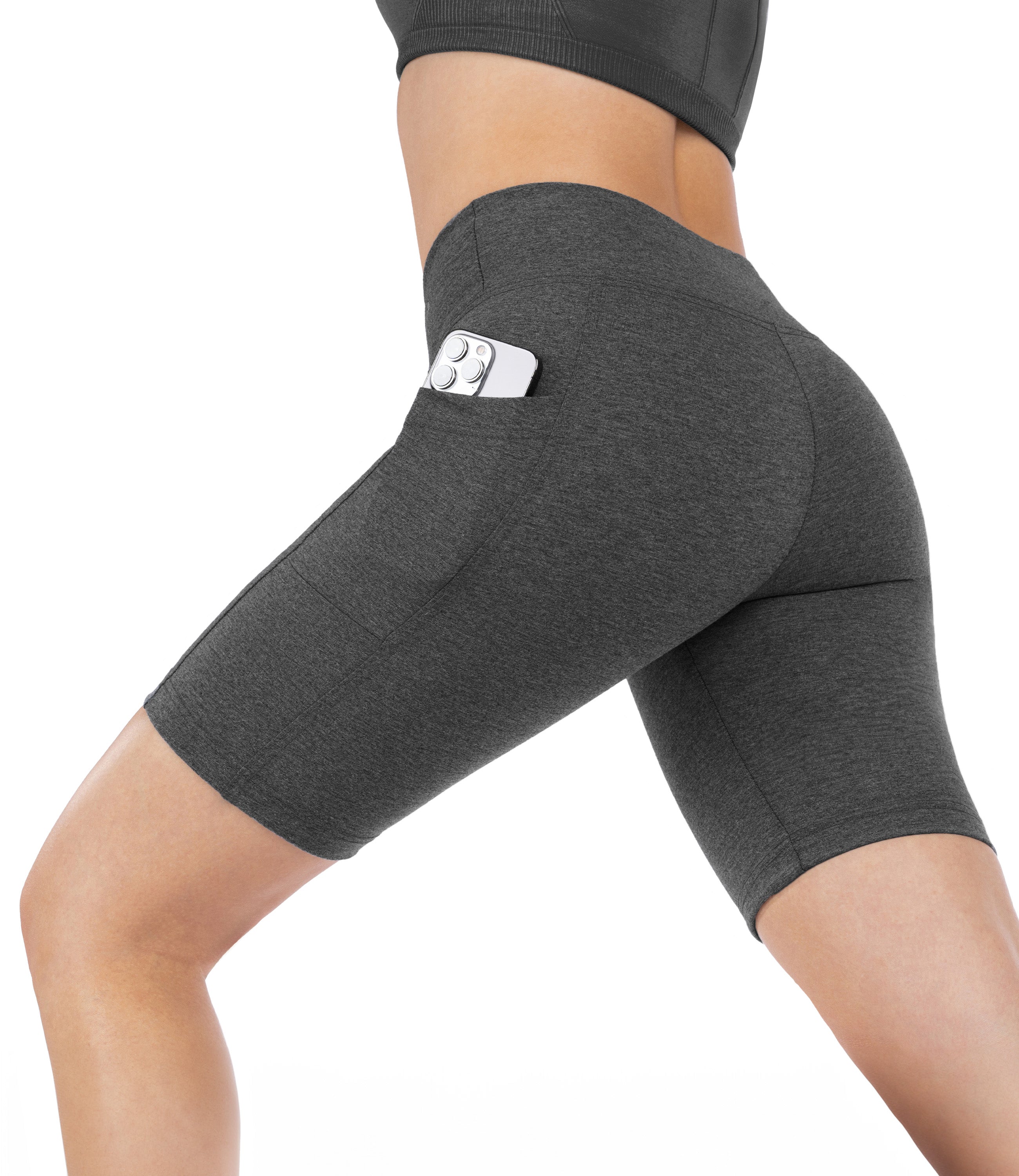 CottoNIR™ High Waist Biker Shorts with Pockets for Women