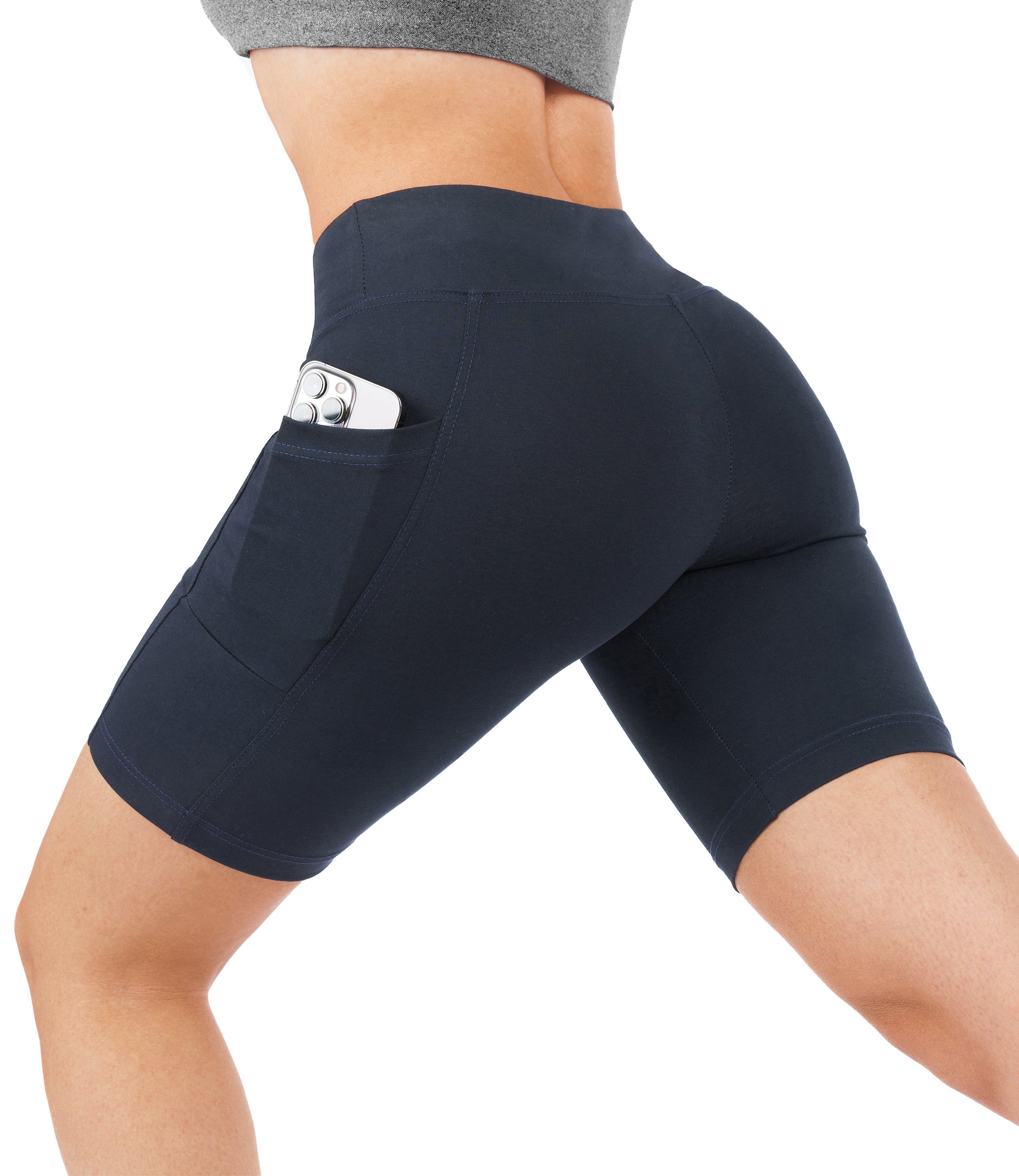 CottoNIR™ High Waist Biker Shorts with Pockets for Women