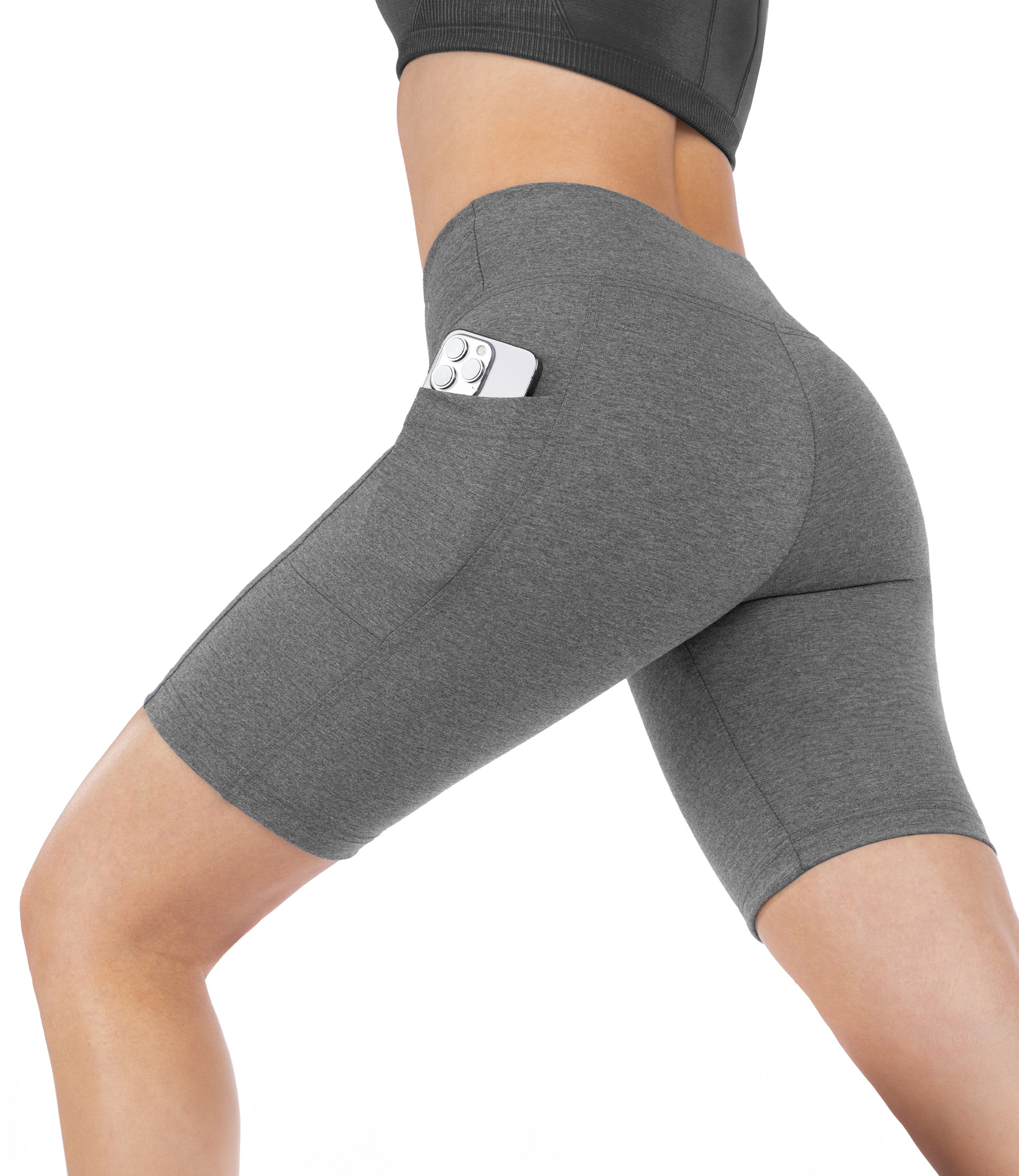 CottoNIR™ High Waist Biker Shorts with Pockets for Women