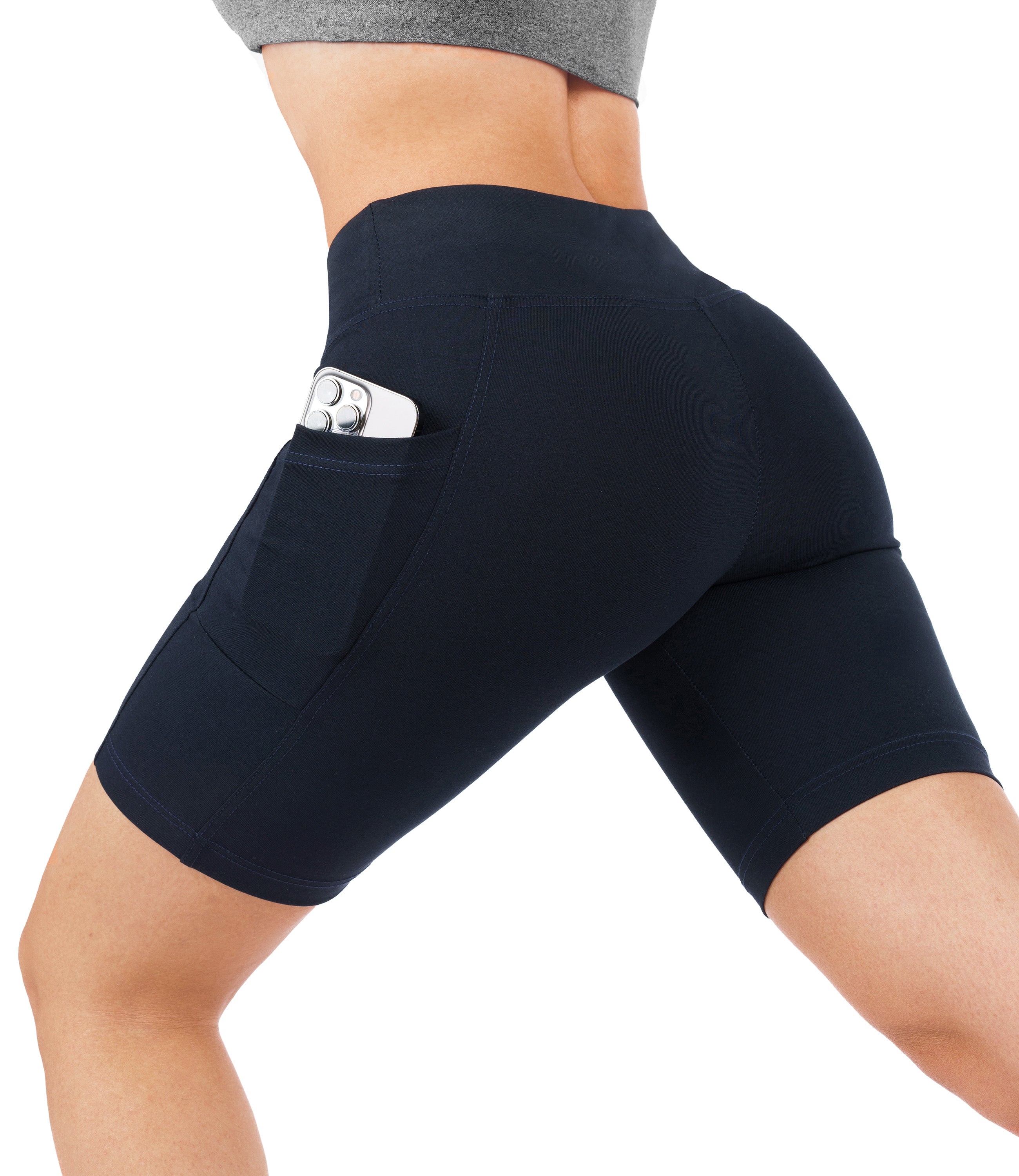 CottoNIR™ High Waist Biker Shorts with Pockets for Women