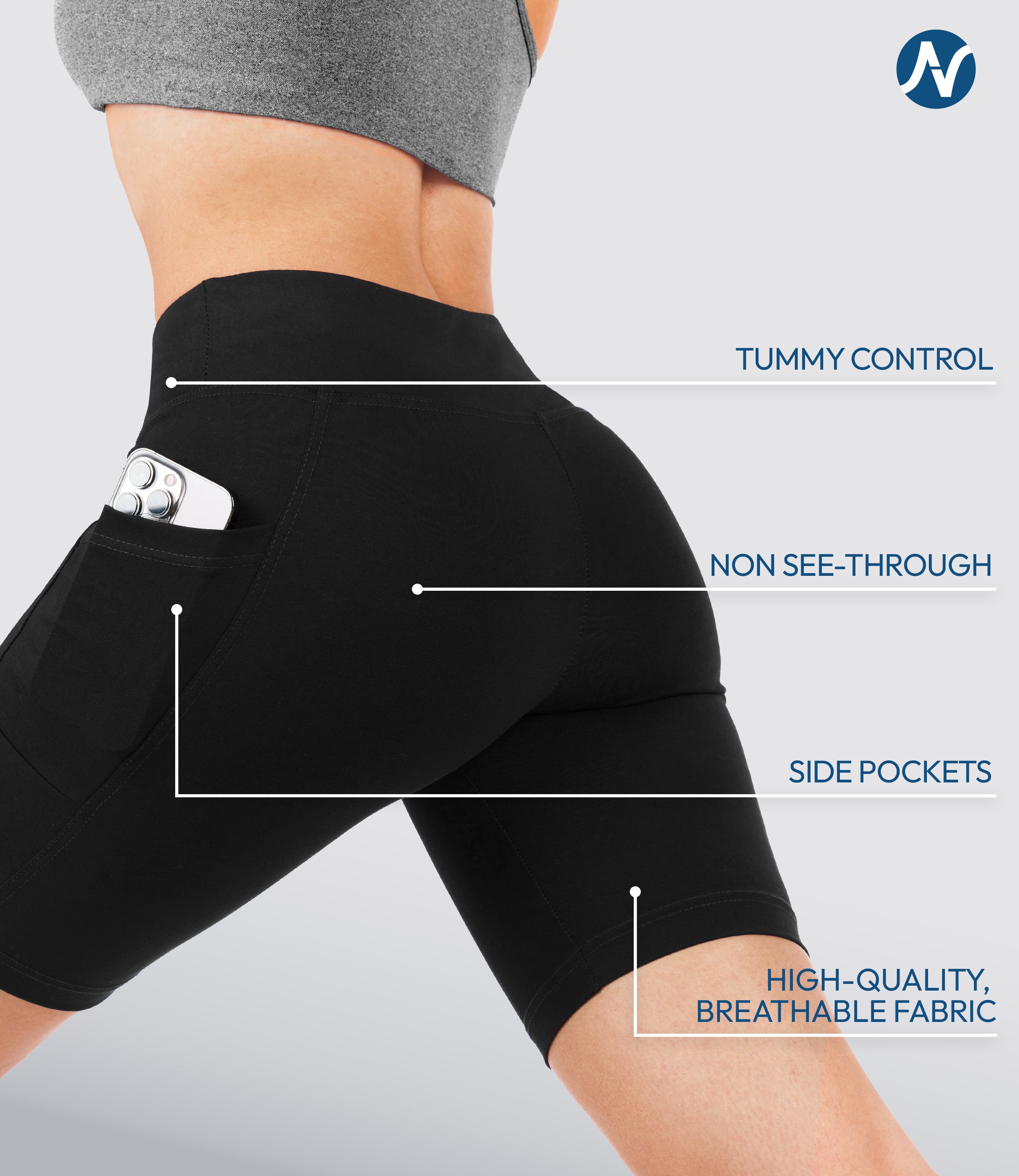 CottoNIR™ High Waist Biker Shorts with Pockets for Women