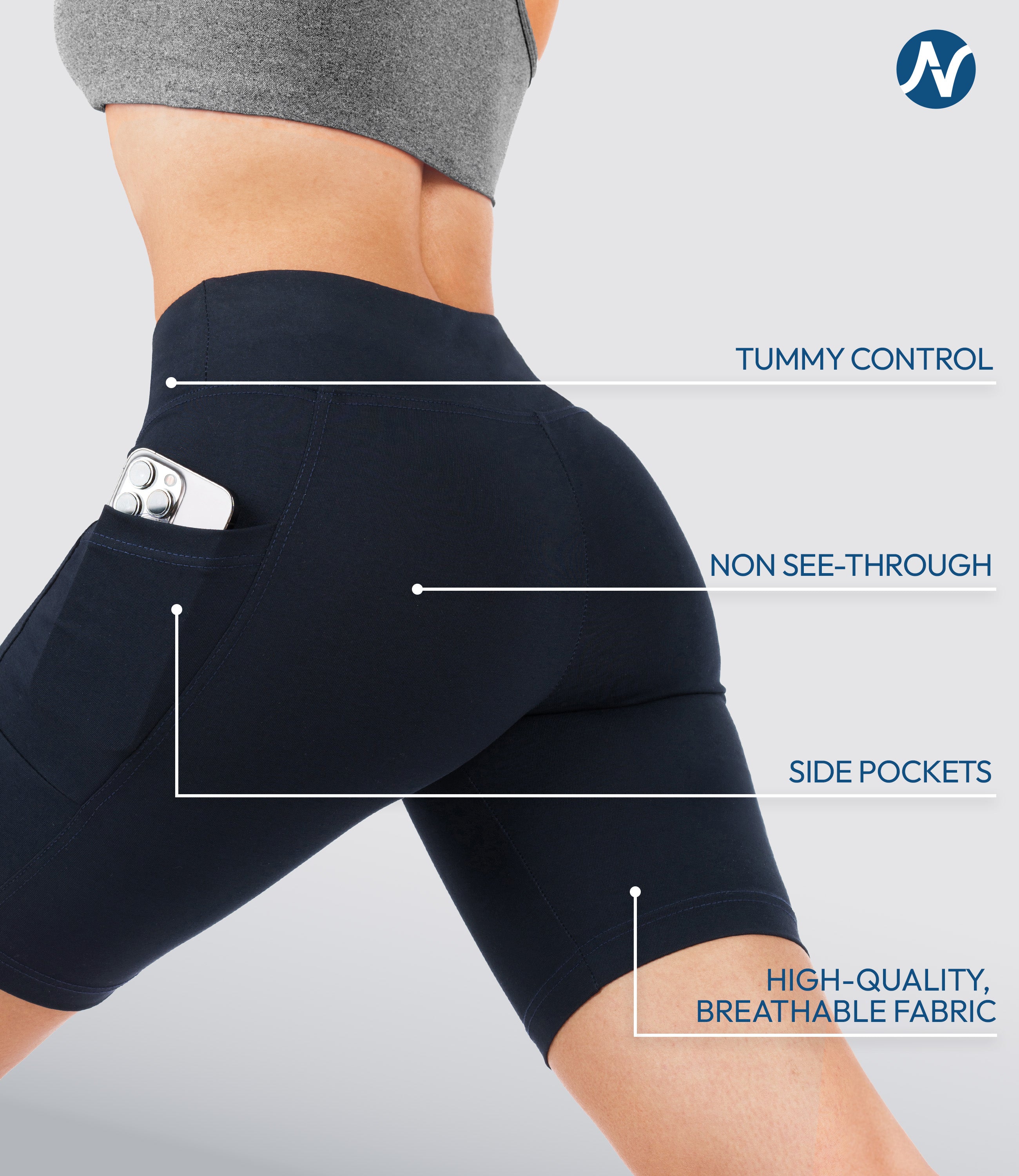 CottoNIR™ High Waist Biker Shorts with Pockets for Women