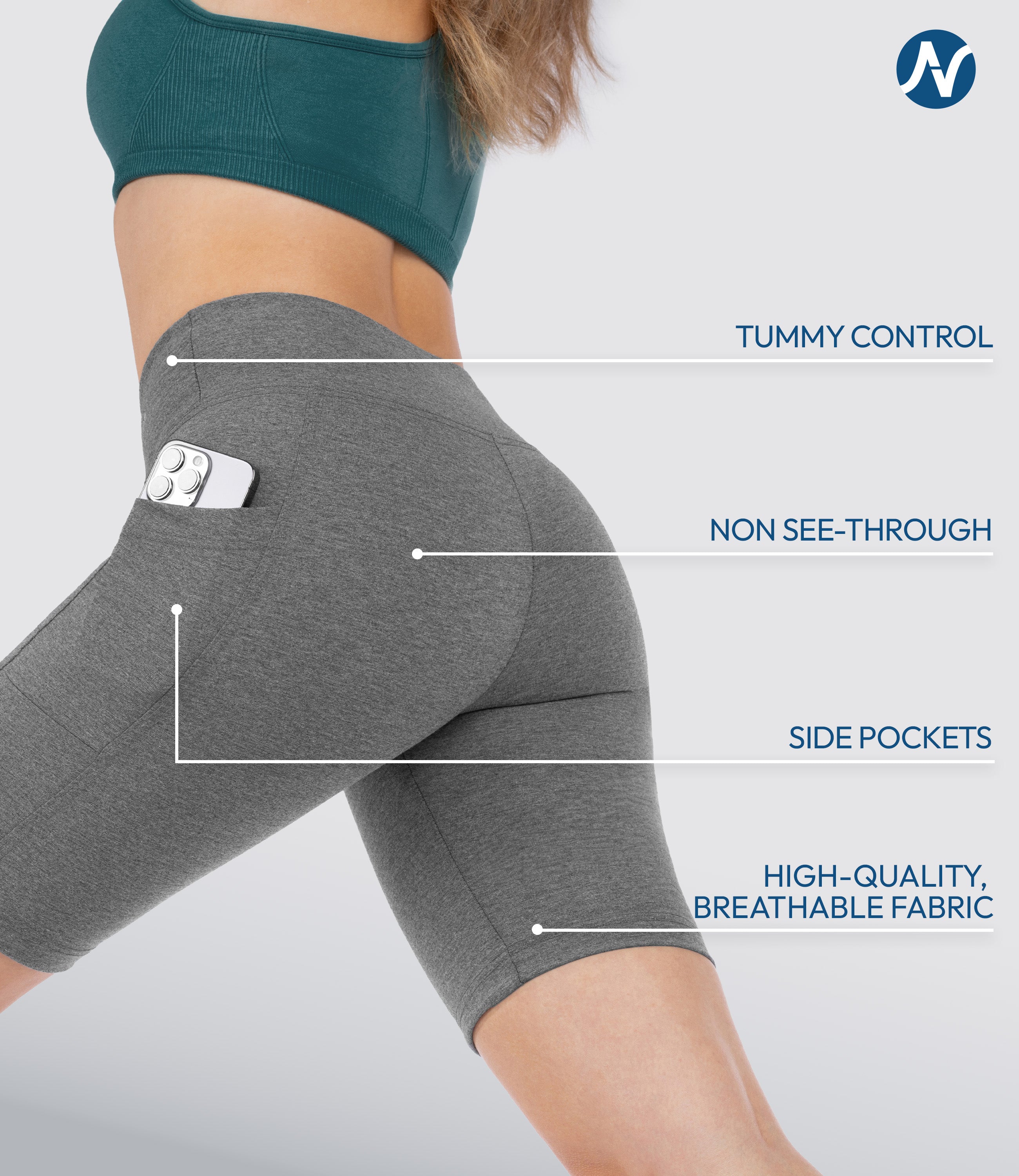 CottoNIR™ High Waist Biker Shorts with Pockets for Women