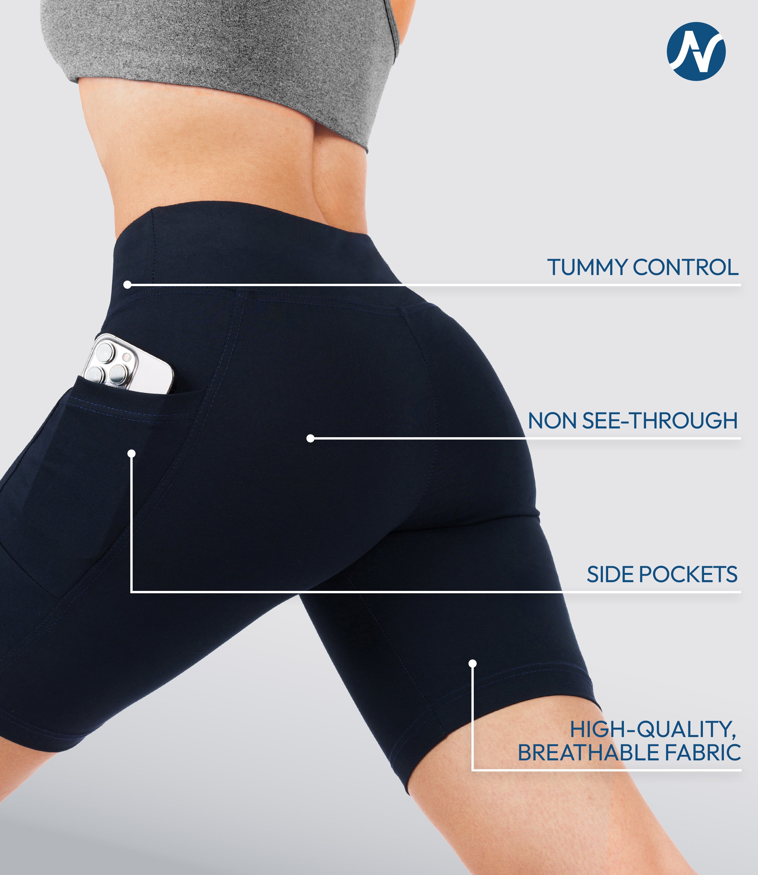 CottoNIR™ High Waist Biker Shorts with Pockets for Women