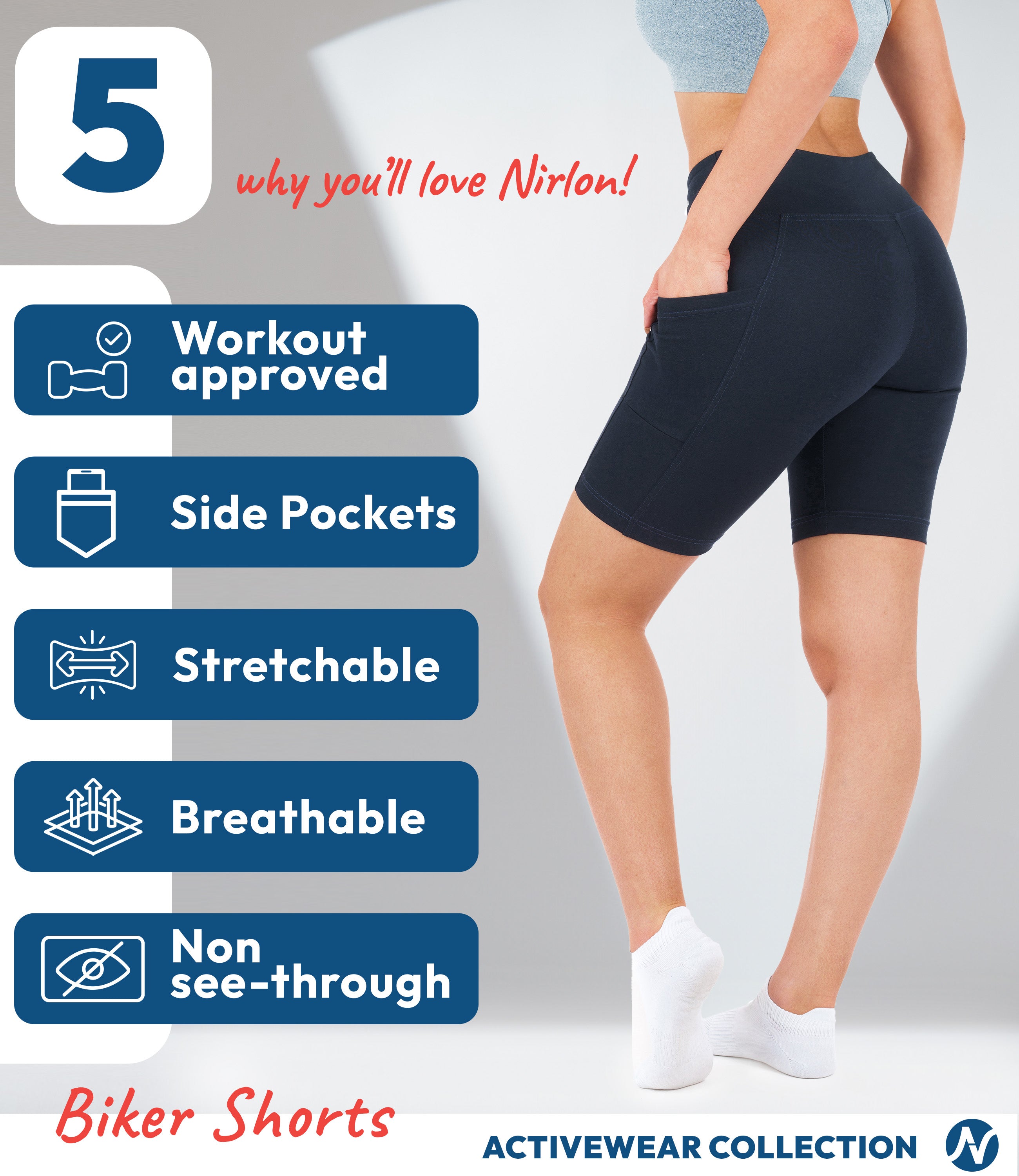 CottoNIR™ High Waist Biker Shorts with Pockets for Women