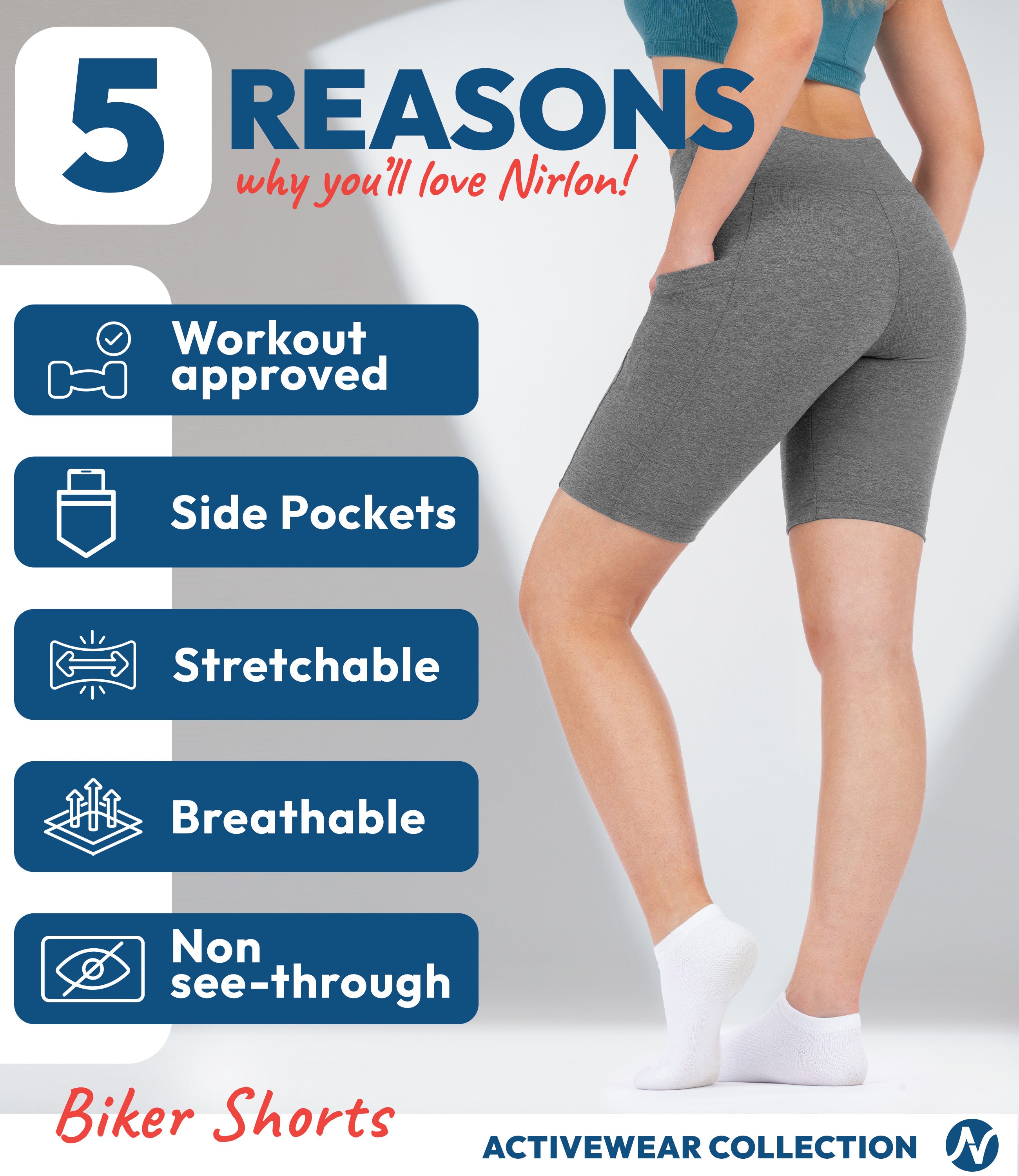 CottoNIR™ High Waist Biker Shorts with Pockets for Women