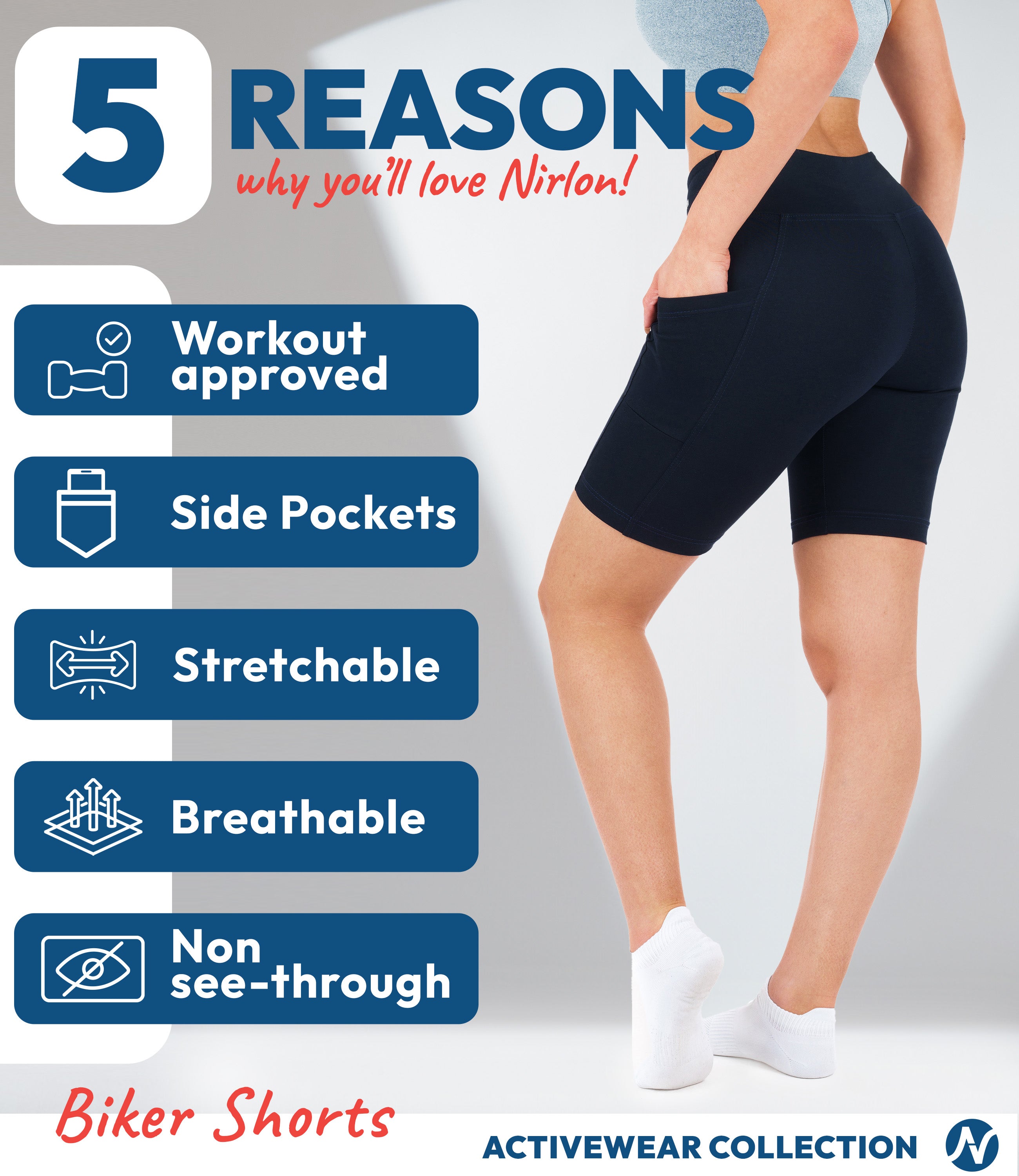 CottoNIR™ High Waist Biker Shorts with Pockets for Women