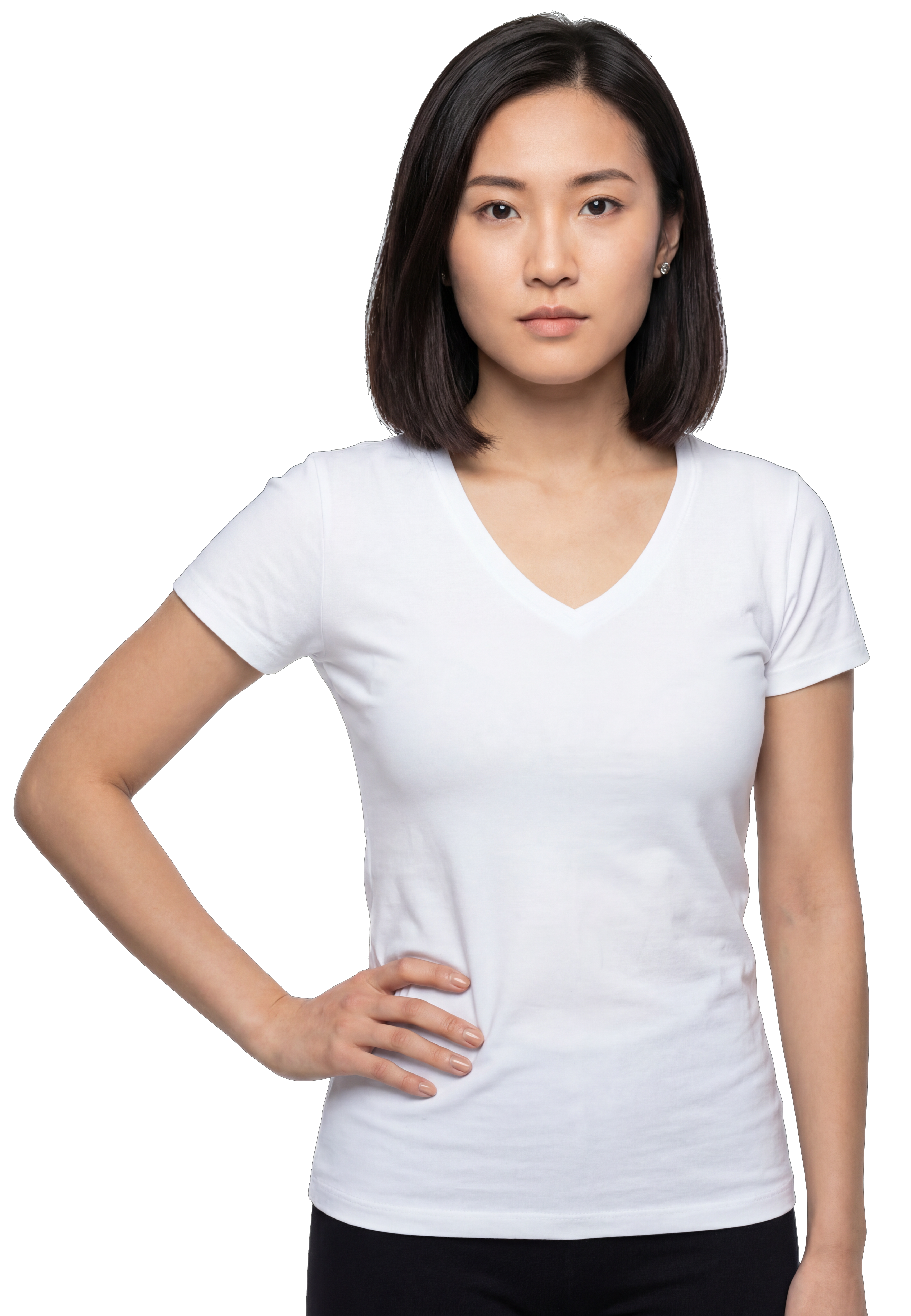 חולצת לייקרה קצרה עם צווארון וי לנשים