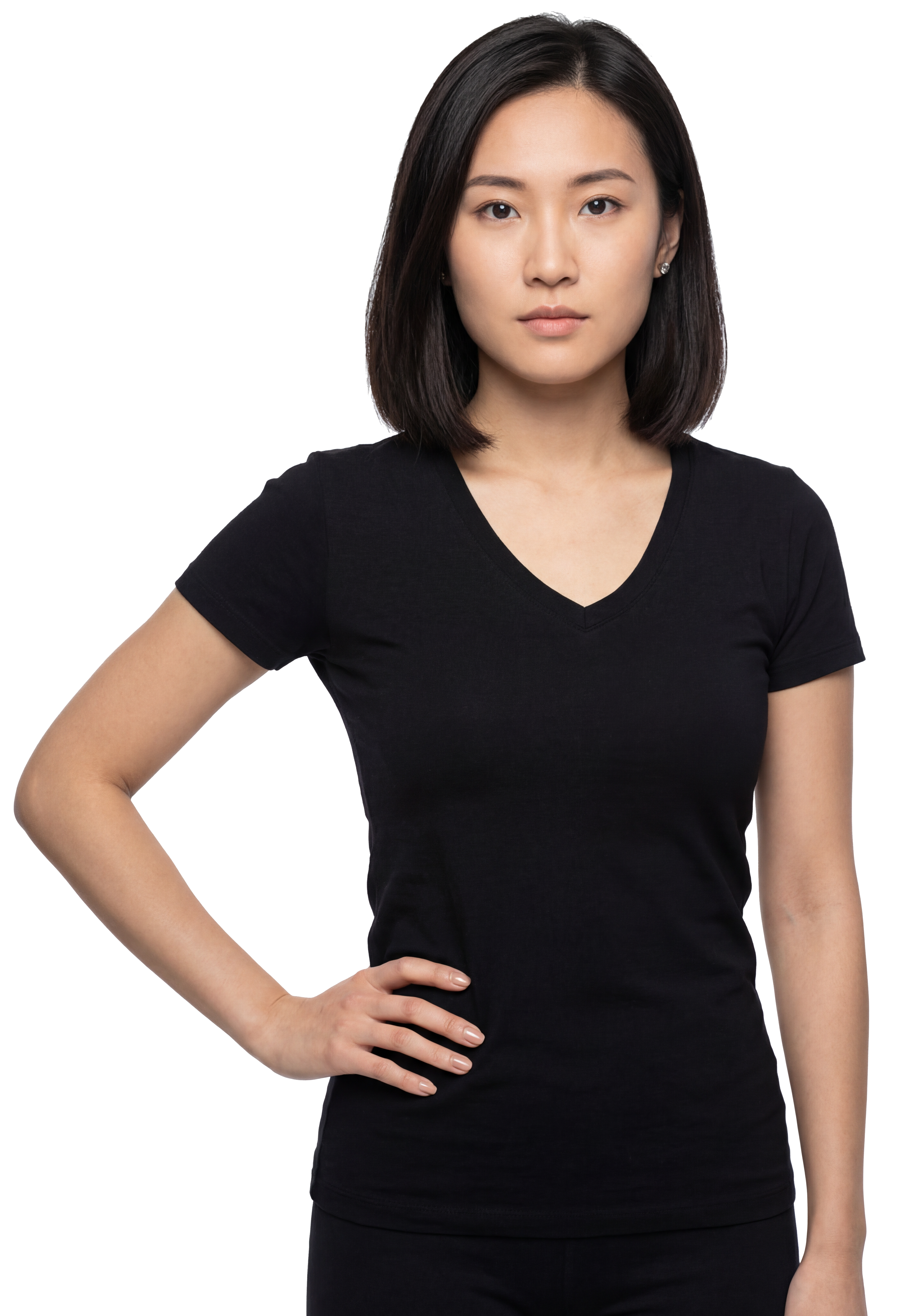 חולצת לייקרה קצרה עם צווארון וי לנשים