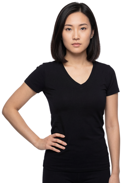 חולצת לייקרה קצרה עם צווארון וי לנשים