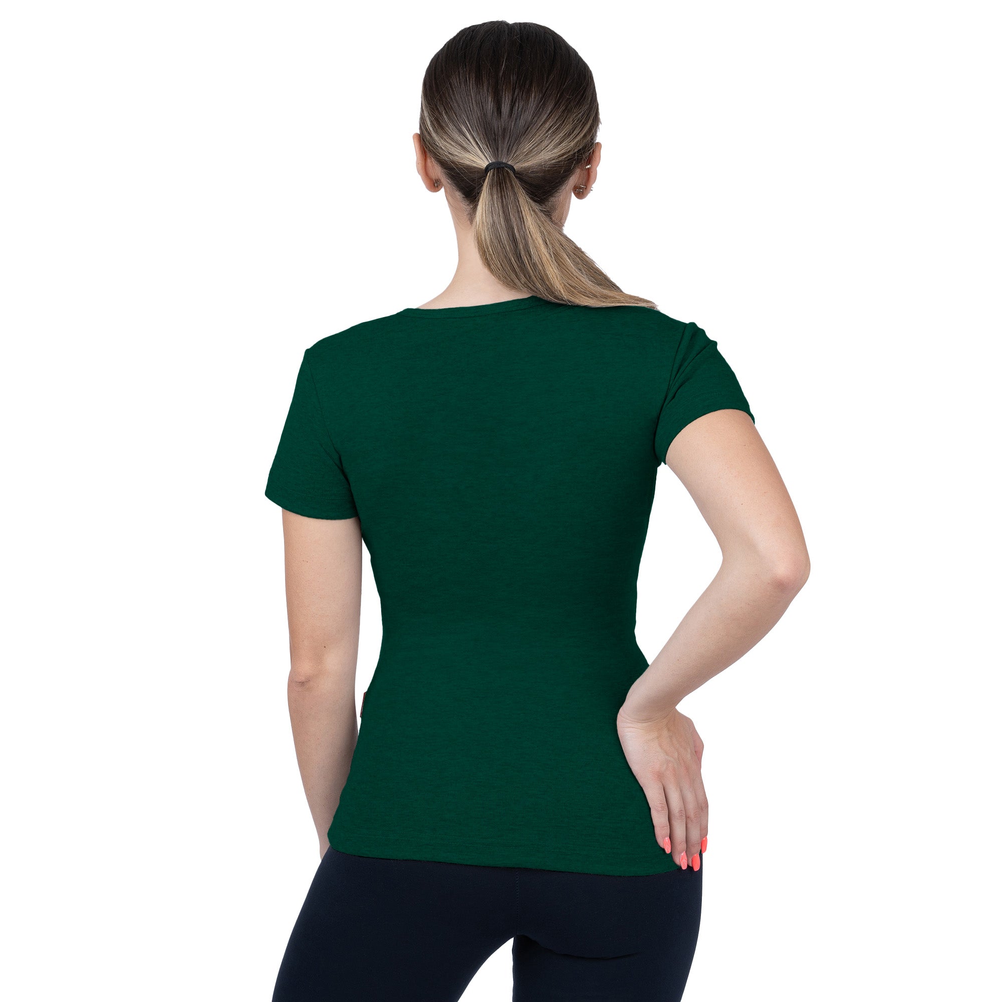 Ribbed V-Neck Short Sleeve T-Shirt