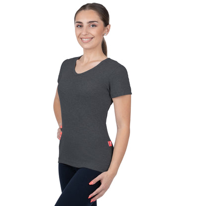 Ribbed V-Neck Short Sleeve T-Shirt