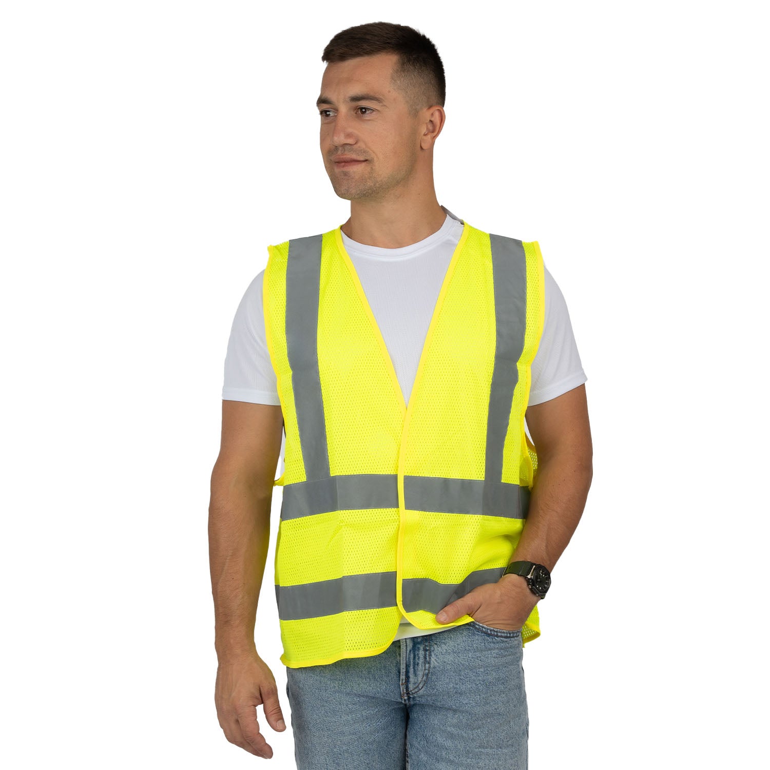 High-Visibility Mesh Vest with 4 Reflective Stripes