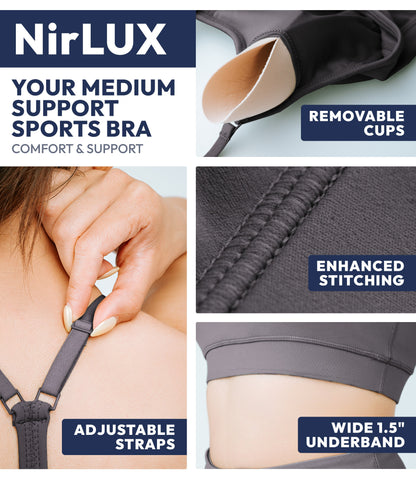NirLUX™ Y Back Sports Bra for Women with Adjustable Straps