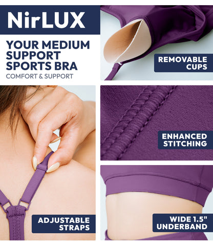 NirLUX™ Y Back Sports Bra for Women with Adjustable Straps