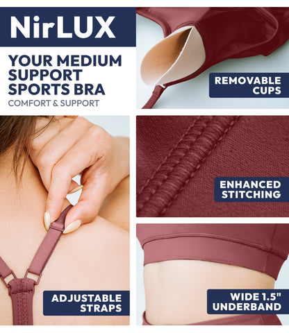 NirLUX™ Y Back Sports Bra for Women with Adjustable Straps
