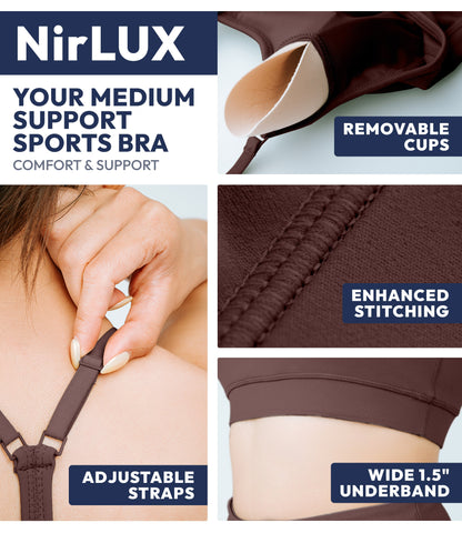 NirLUX™ Y Back Sports Bra for Women with Adjustable Straps