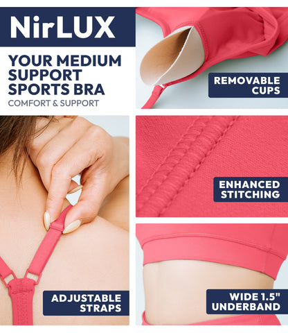 NirLUX™ Y Back Sports Bra for Women with Adjustable Straps