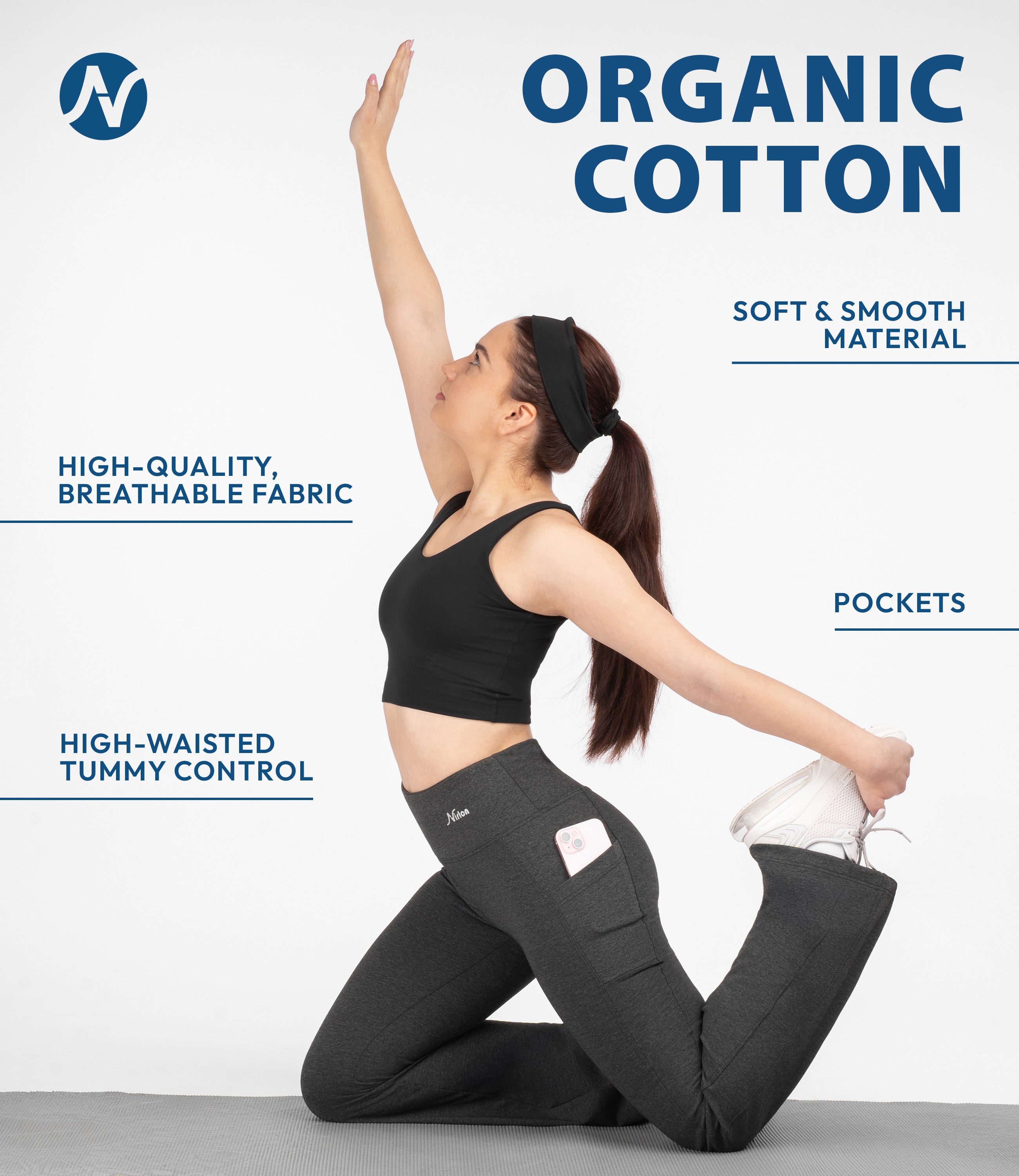 CottoNIR™ High Waist Bootcut Leggings with Pockets for Women
