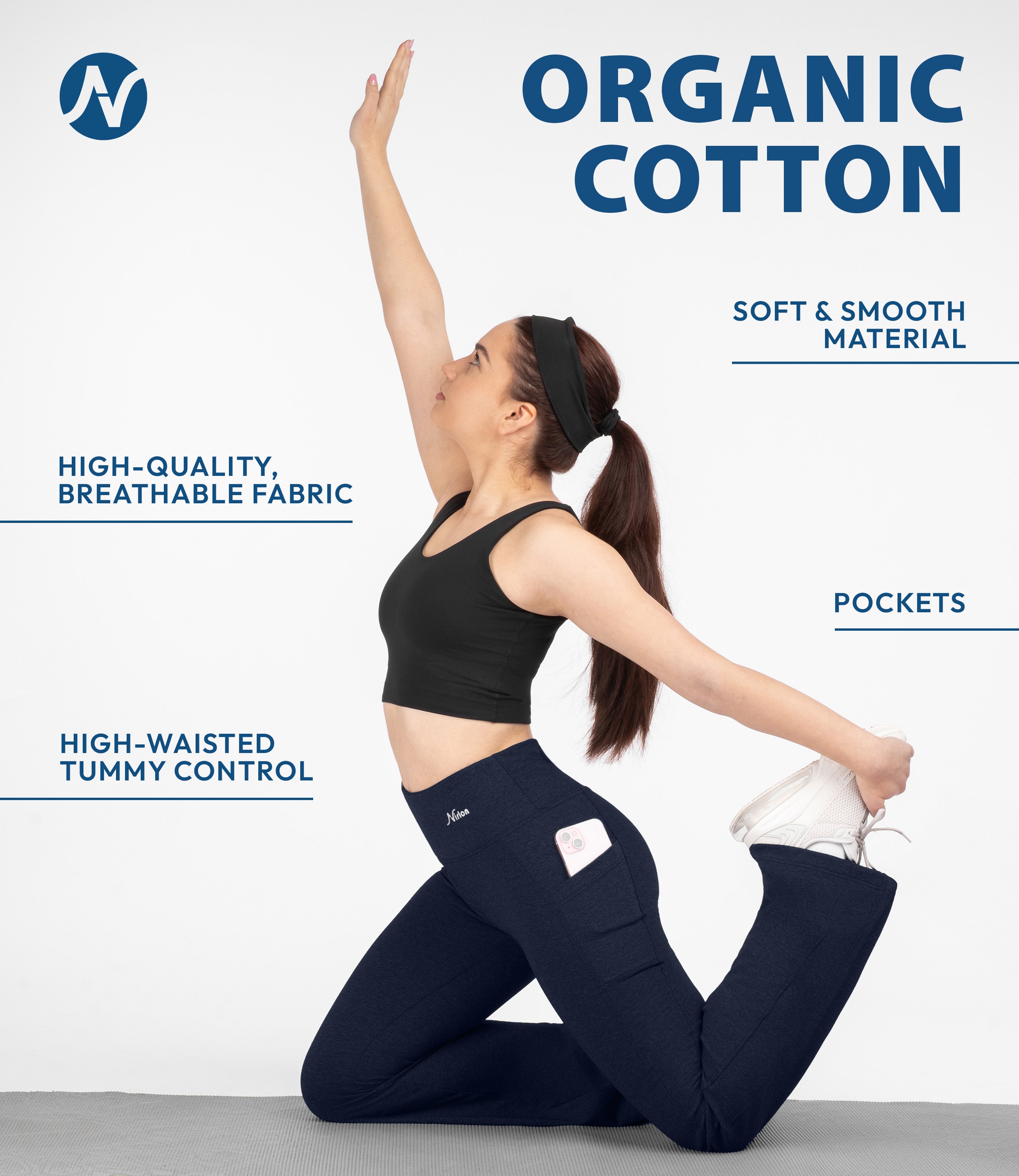 CottoNIR™ High Waist Bootcut Leggings with Pockets for Women